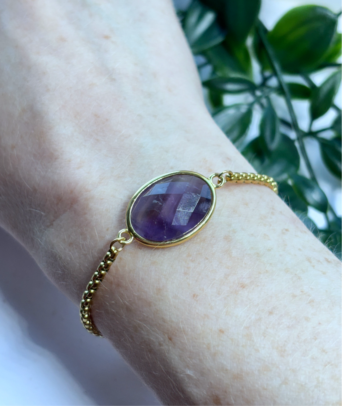 Crystal 18k gold plated adjustable chain bracelets