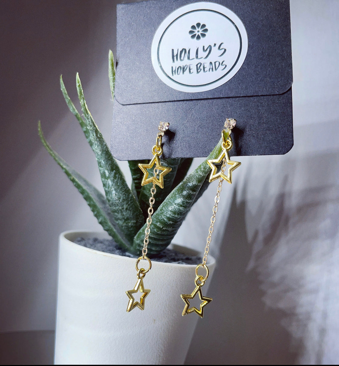 Star earrings diamanté drop stud earrings