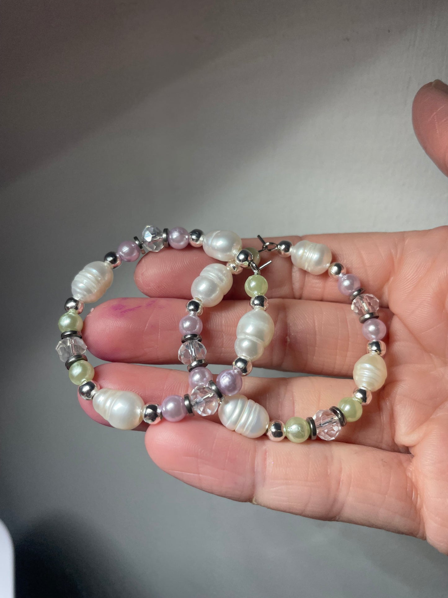 Large hoop earrings | beaded hoops | xl hoops pastel hoops