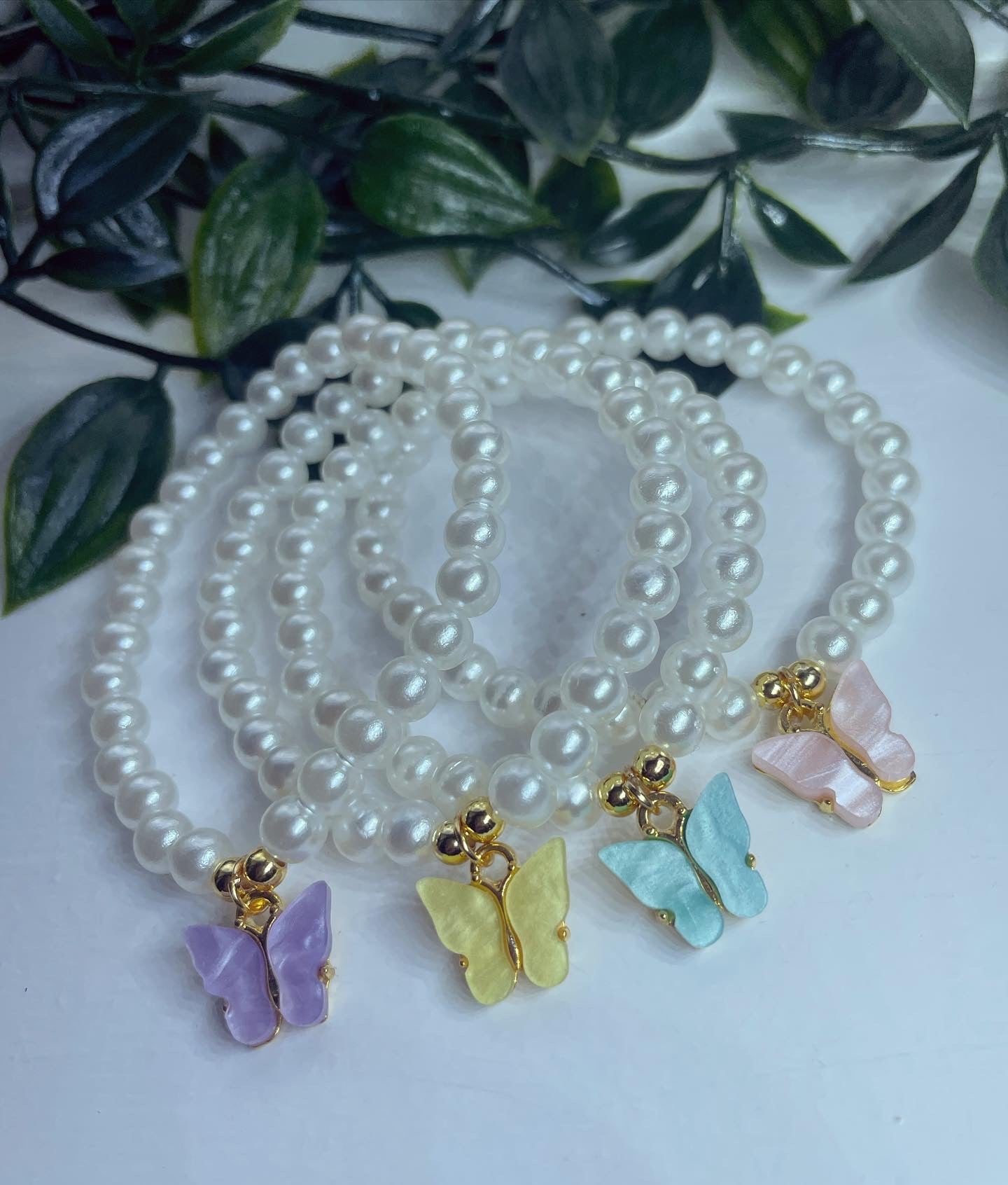 Butterfly bracelets | pearl bracelets | childrens, adults birthday gifts | summer bracelets girls gifts