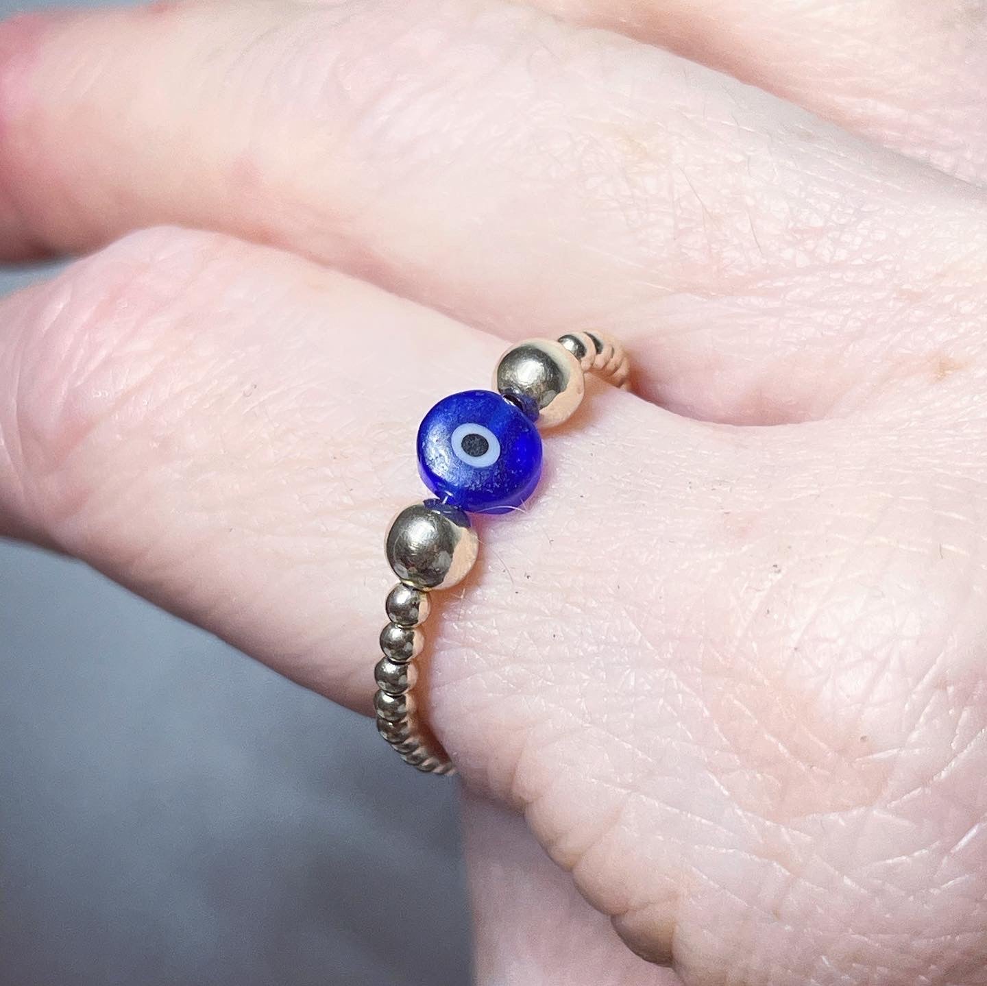 Gold filled evil eye beaded ring | evil eye protection | gold filled beaded ring