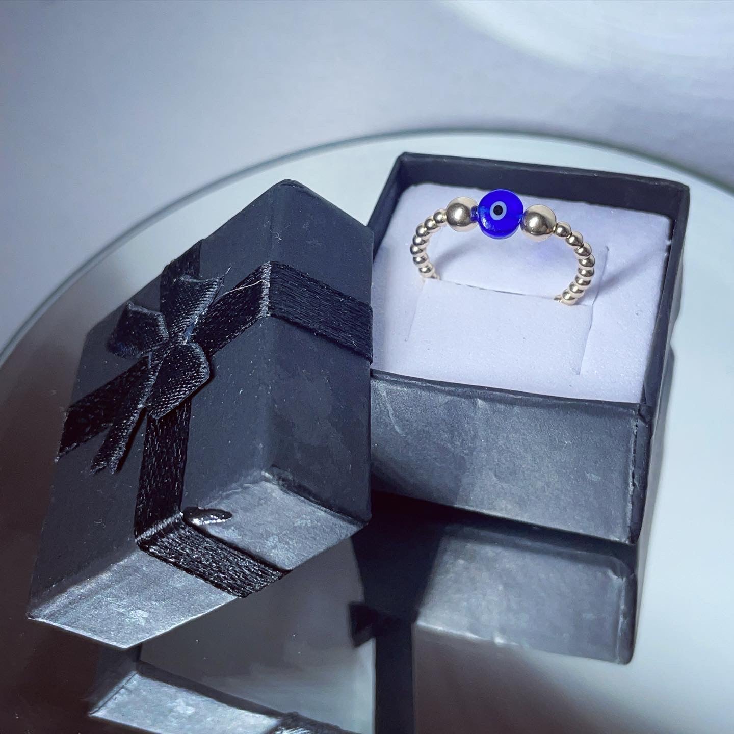 Gold filled evil eye beaded ring | evil eye protection | gold filled beaded ring