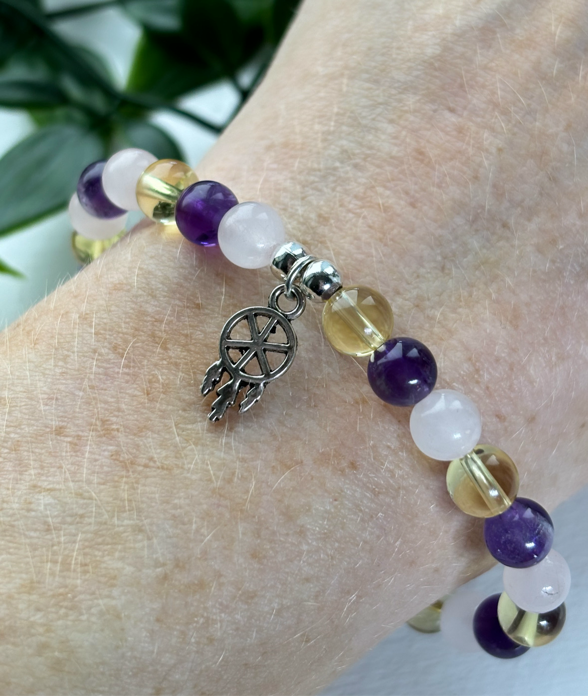 Success, confidence & happiness crystal bracelet amethyst, citrine, rose Quartz