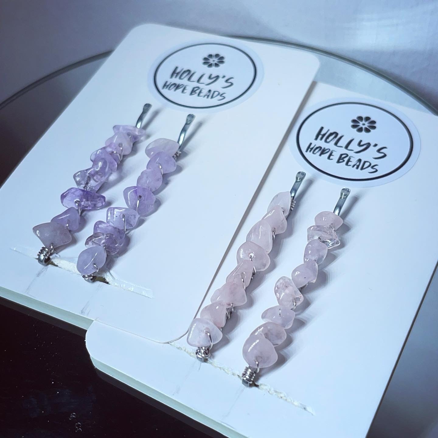 Silver crystal Bobby pins