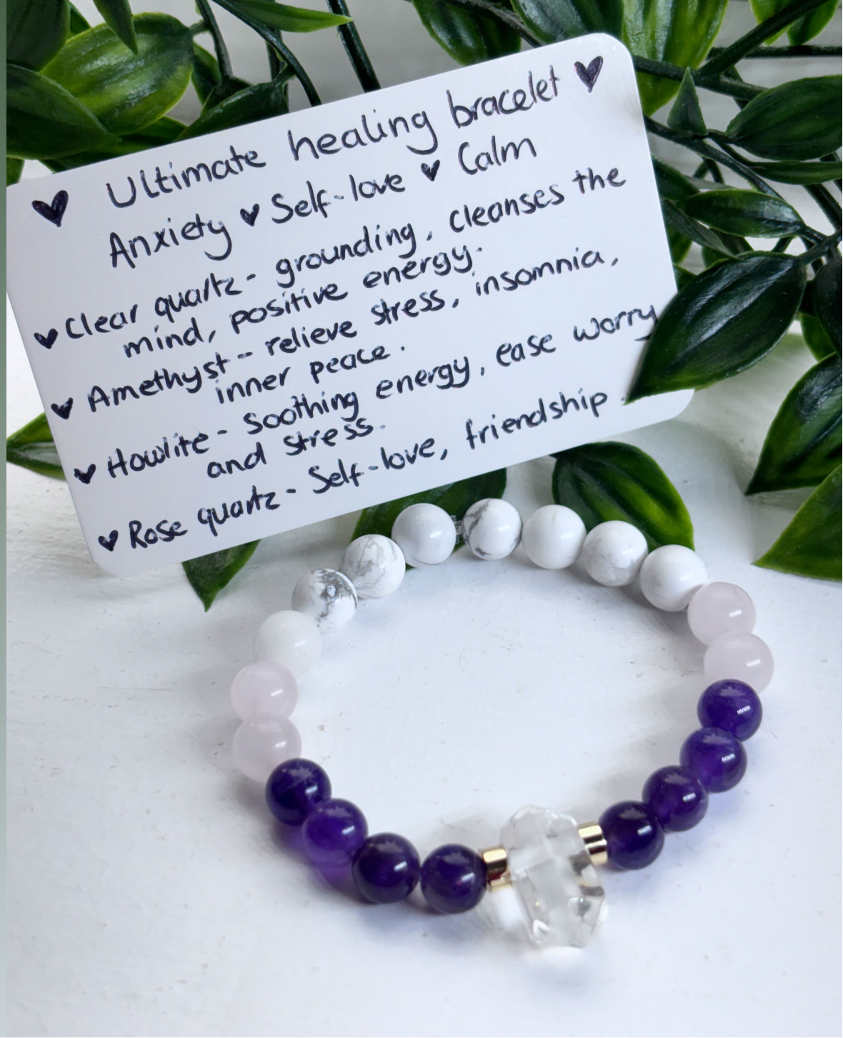 The ultimate crystal healing bracelet | anxiety | self love | calm clear quartz amethyst rose Quartz and howlite