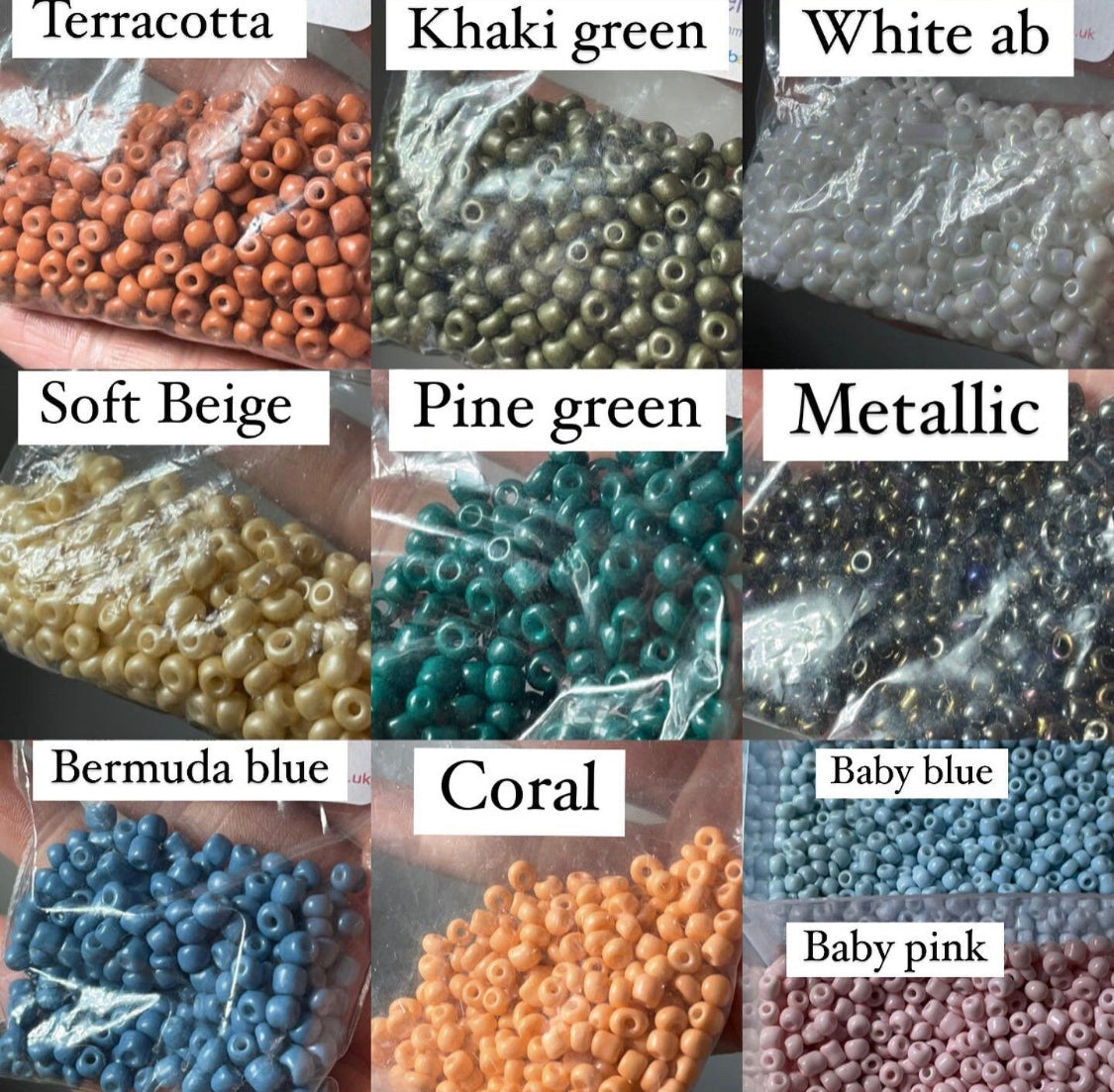 Personalised name bracelets coloured glass seed beads, colour options available