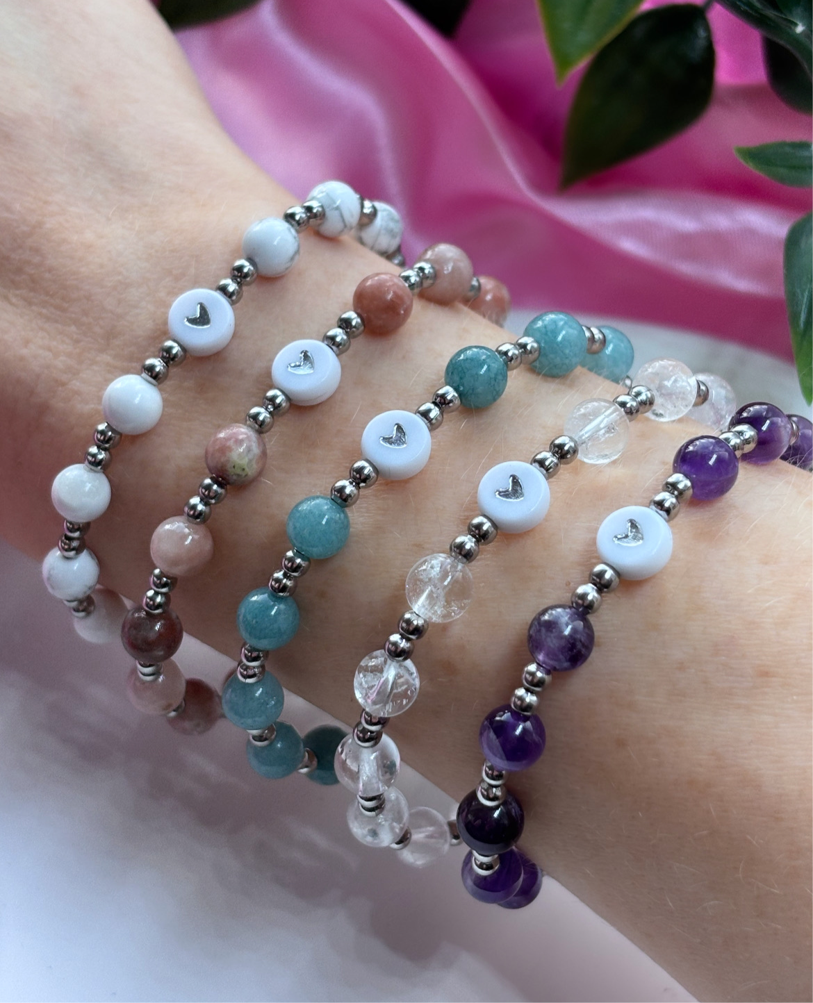 Stainless steel crystal beaded bracelets | water resistant | tarnish resistant