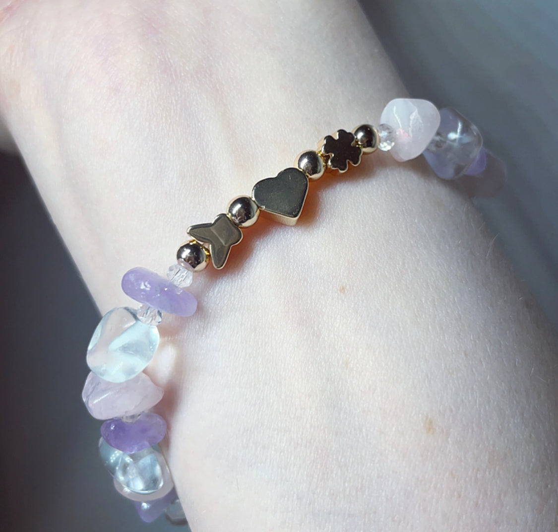 crystal healing bracelet | peace | love & healing crystals amethyst rose Quartz and clear Quartz