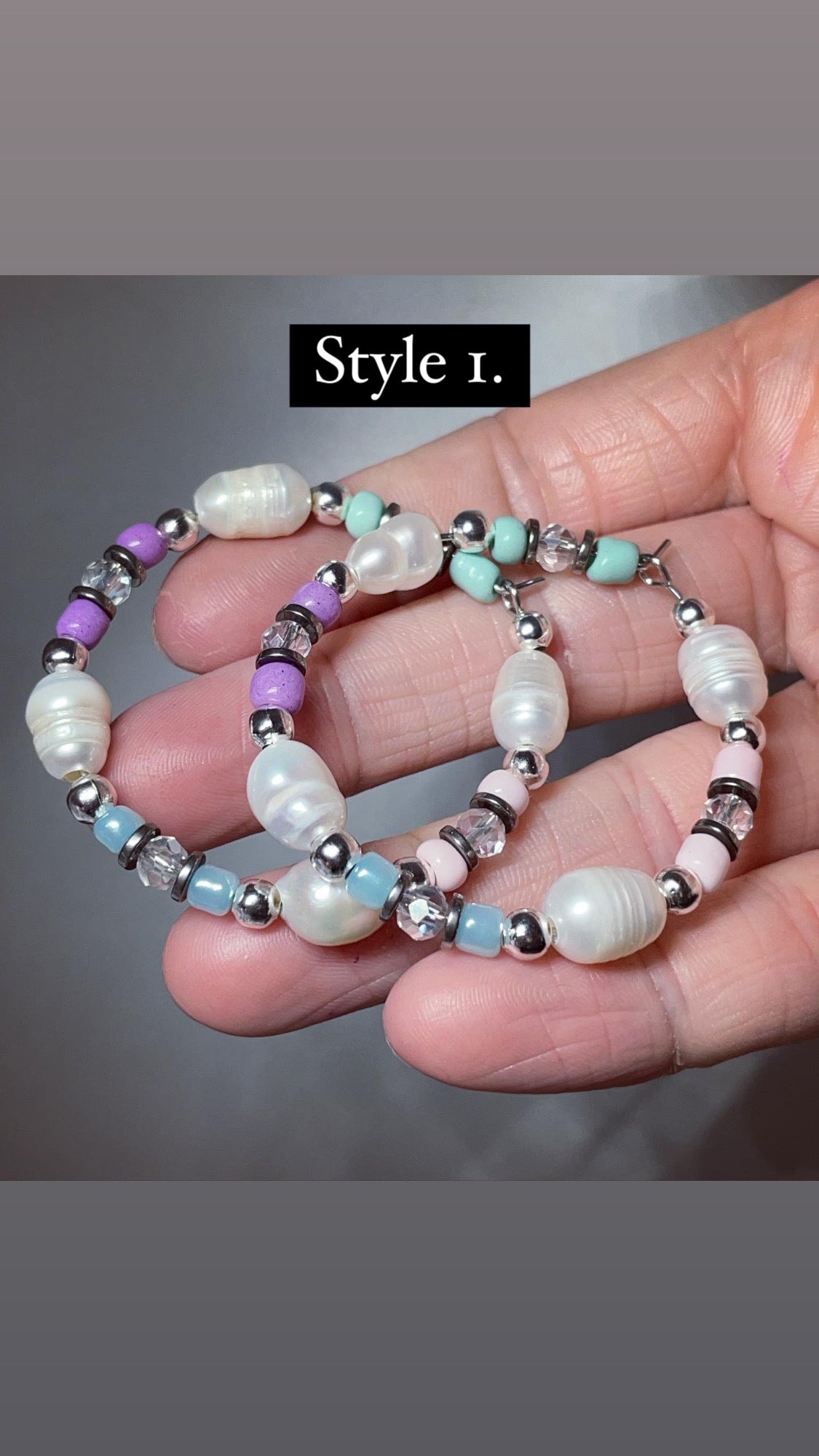 Large hoop earrings | beaded hoops | xl hoops pastel hoops