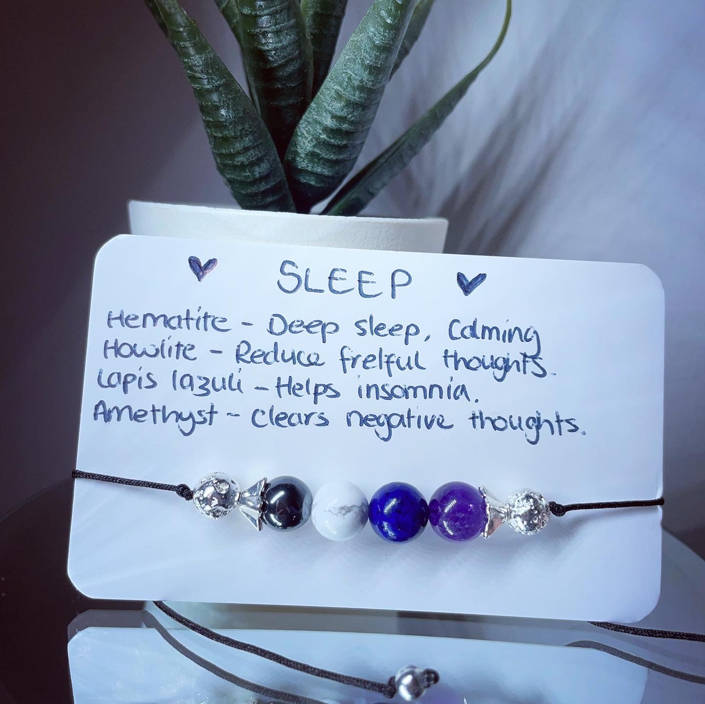 Sleep/ insomnia crystal healing adjustable anklet