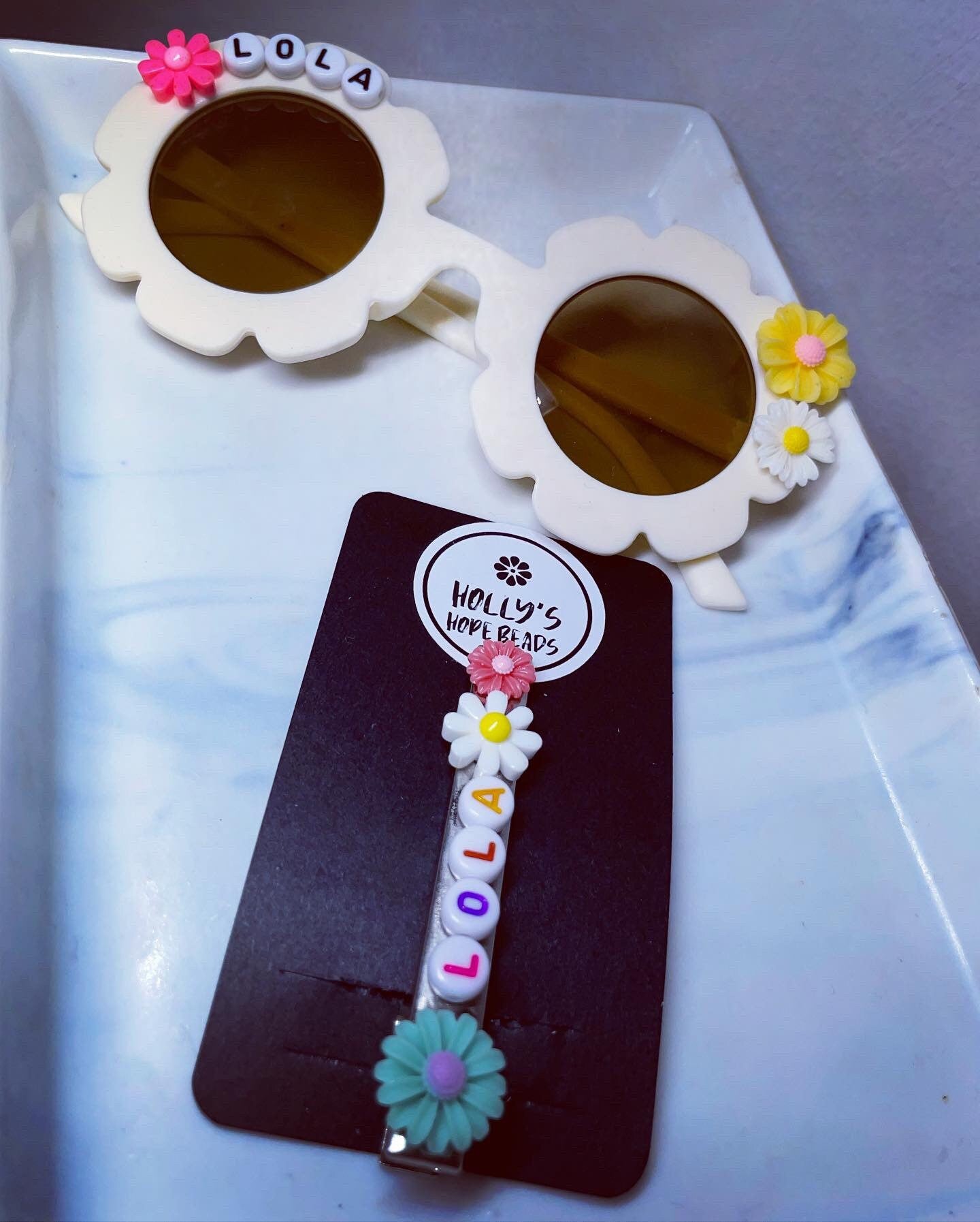 Children’s personalised flower hair clips/girls personalised gifts