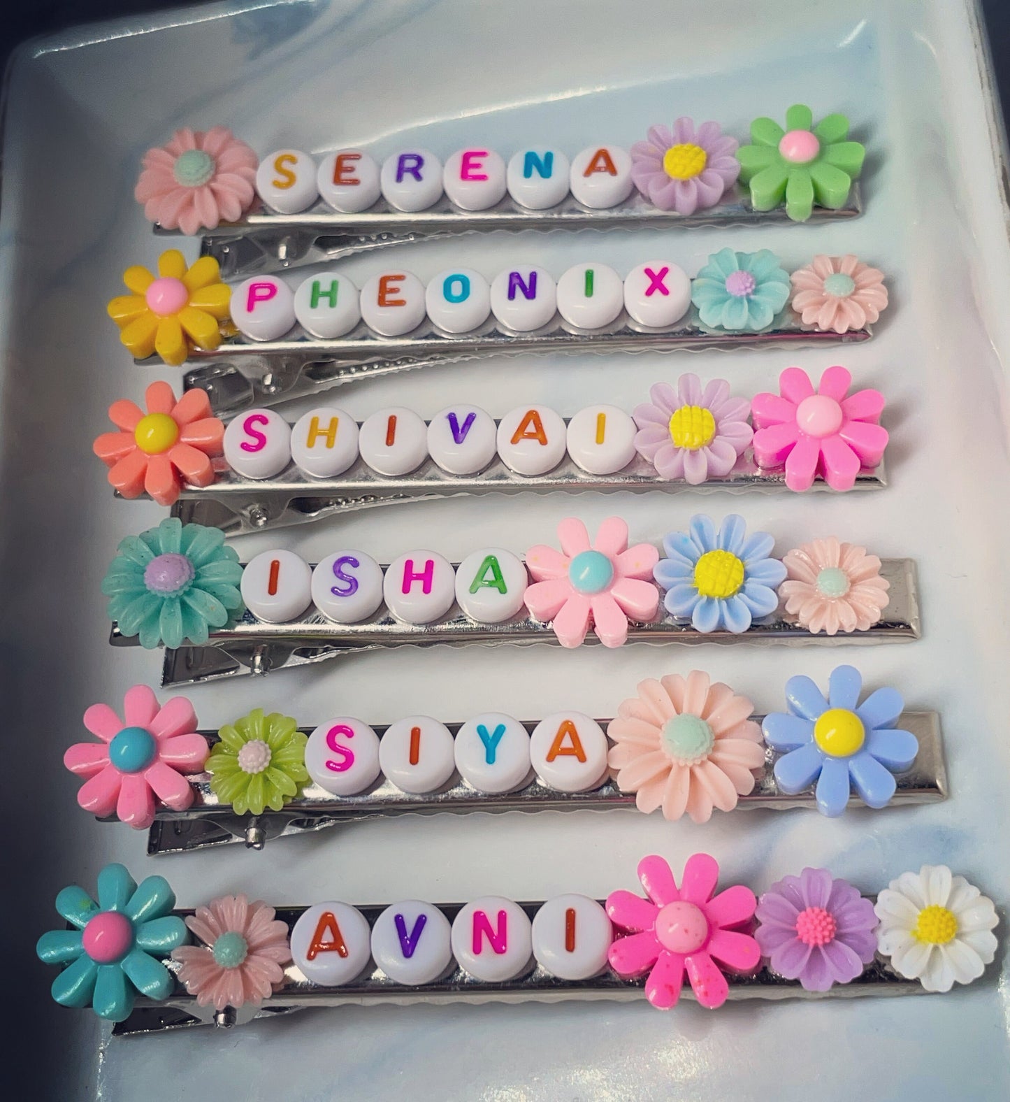 Children’s personalised flower hair clips/girls personalised gifts