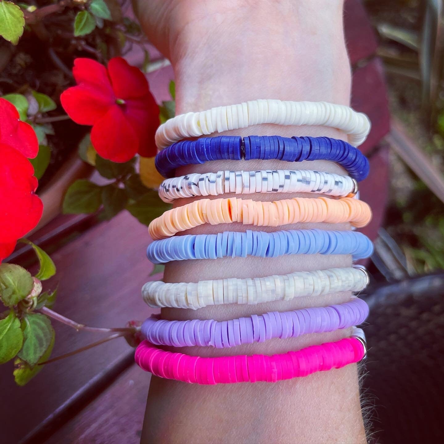 Personalised rose gold clay bead bracelets