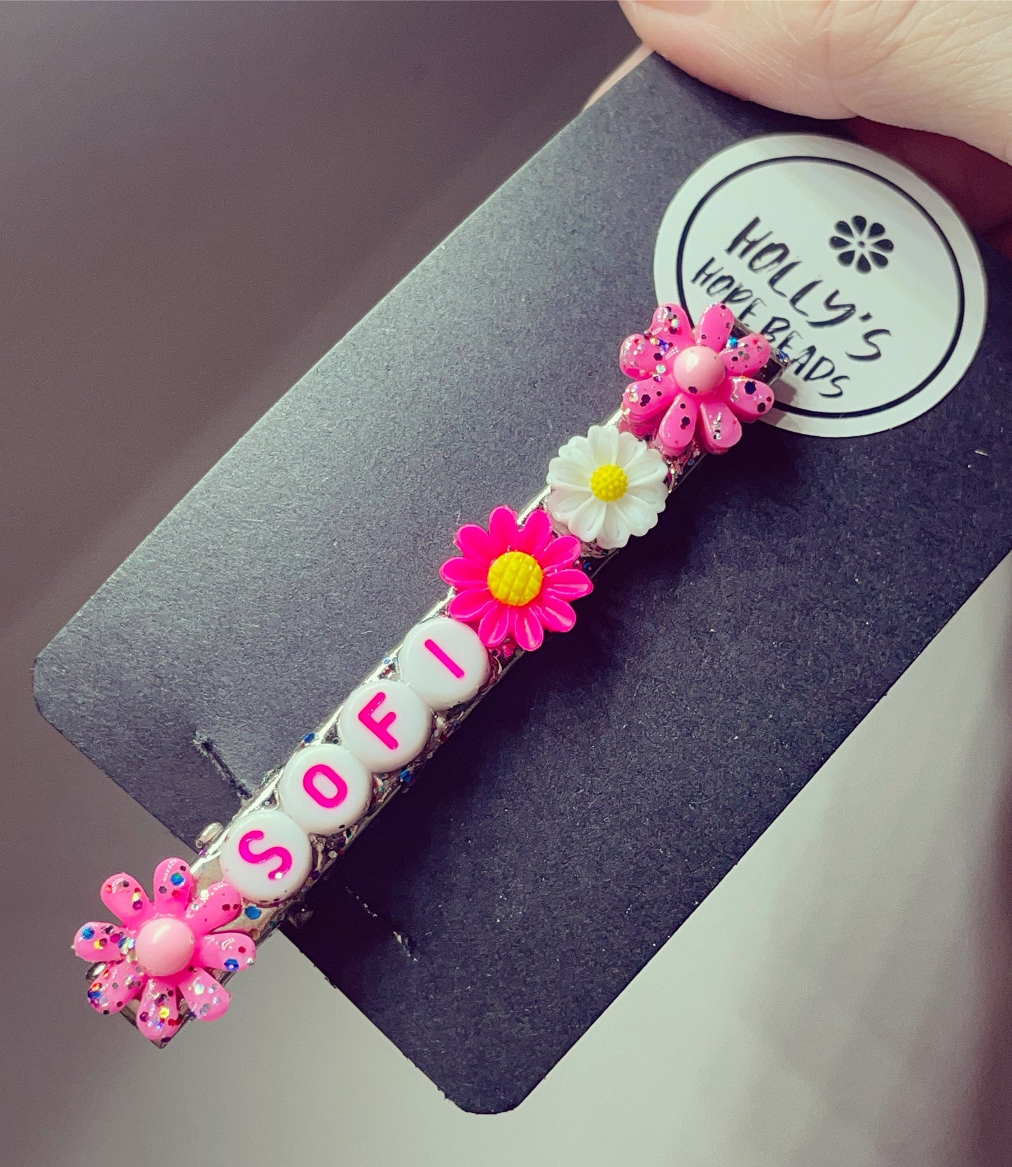 Children’s personalised flower hair clips/girls personalised gifts