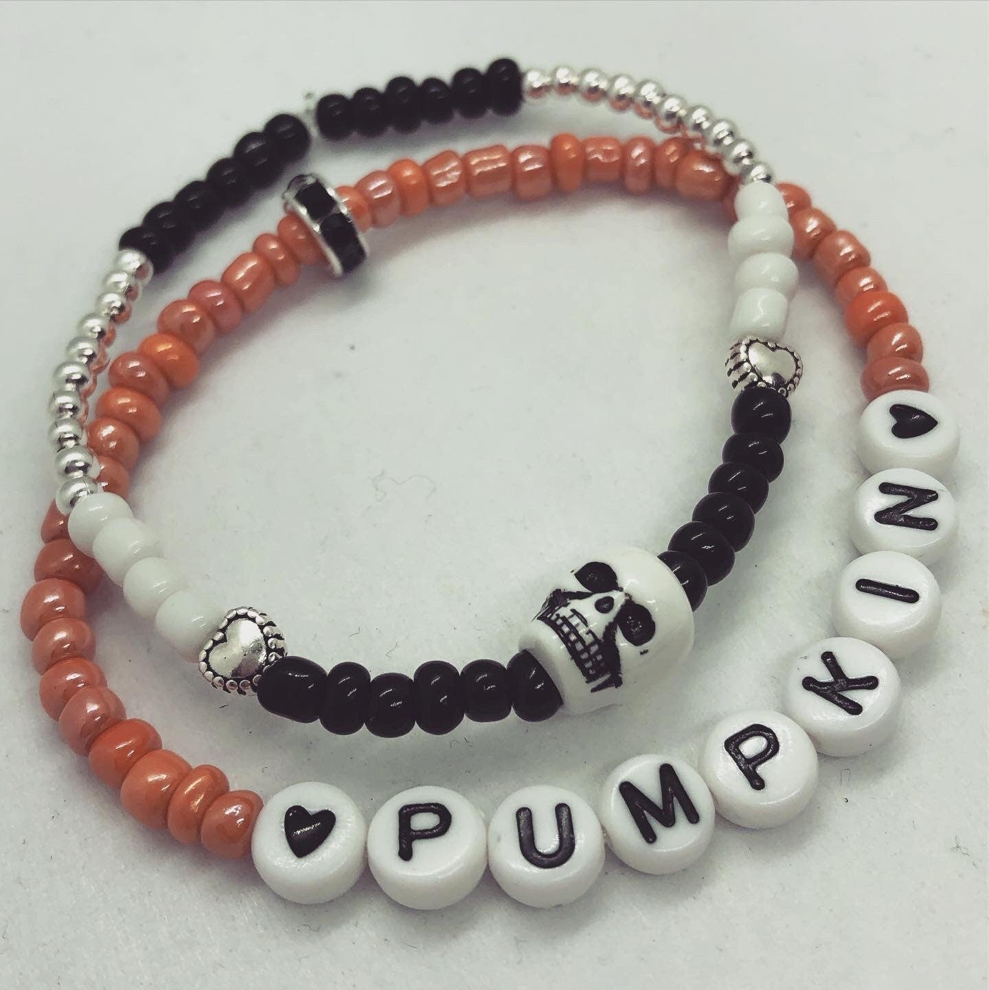 Pumpkin & skull Halloween stack of bracelets