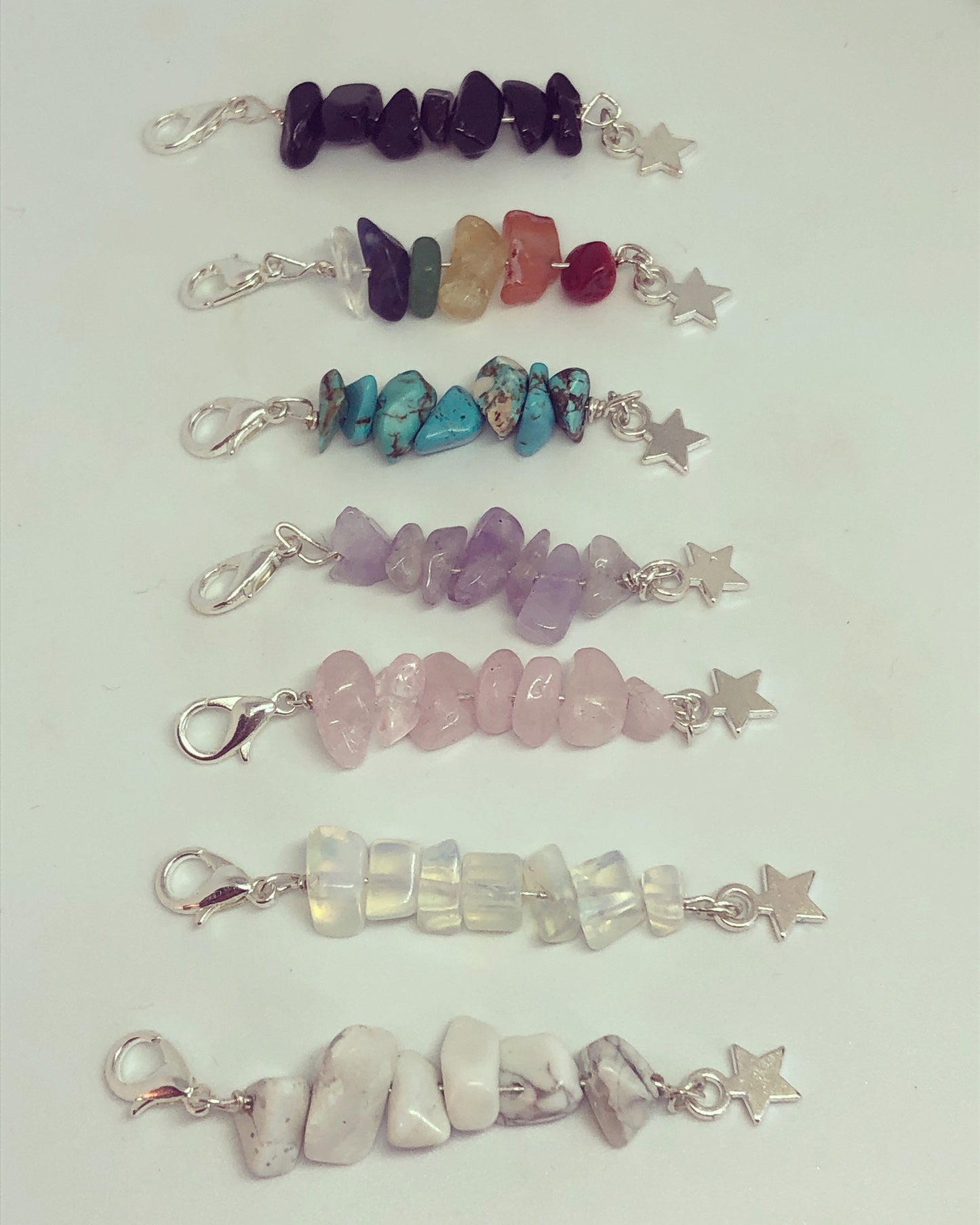 clip on gemstone bag charm/ keyring