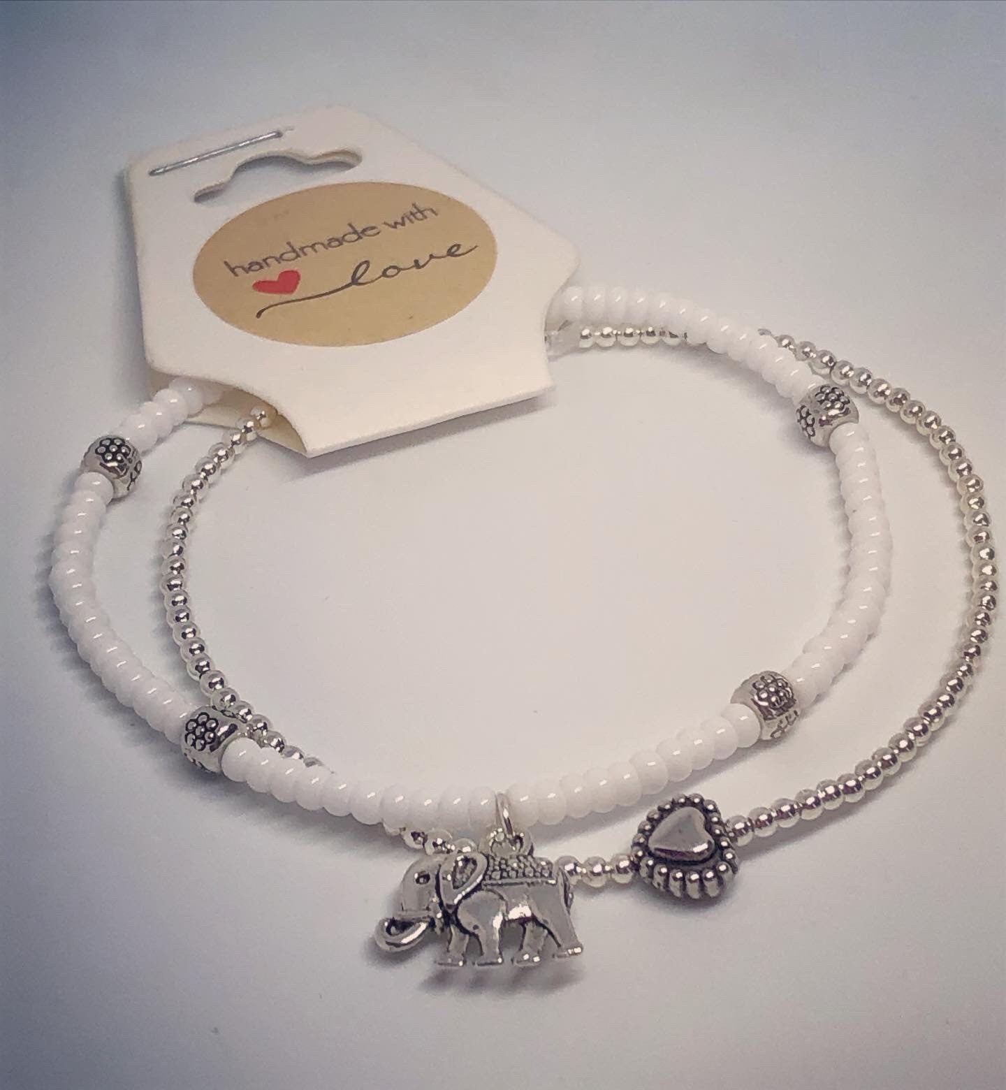 Silver elephant stack of bracelets