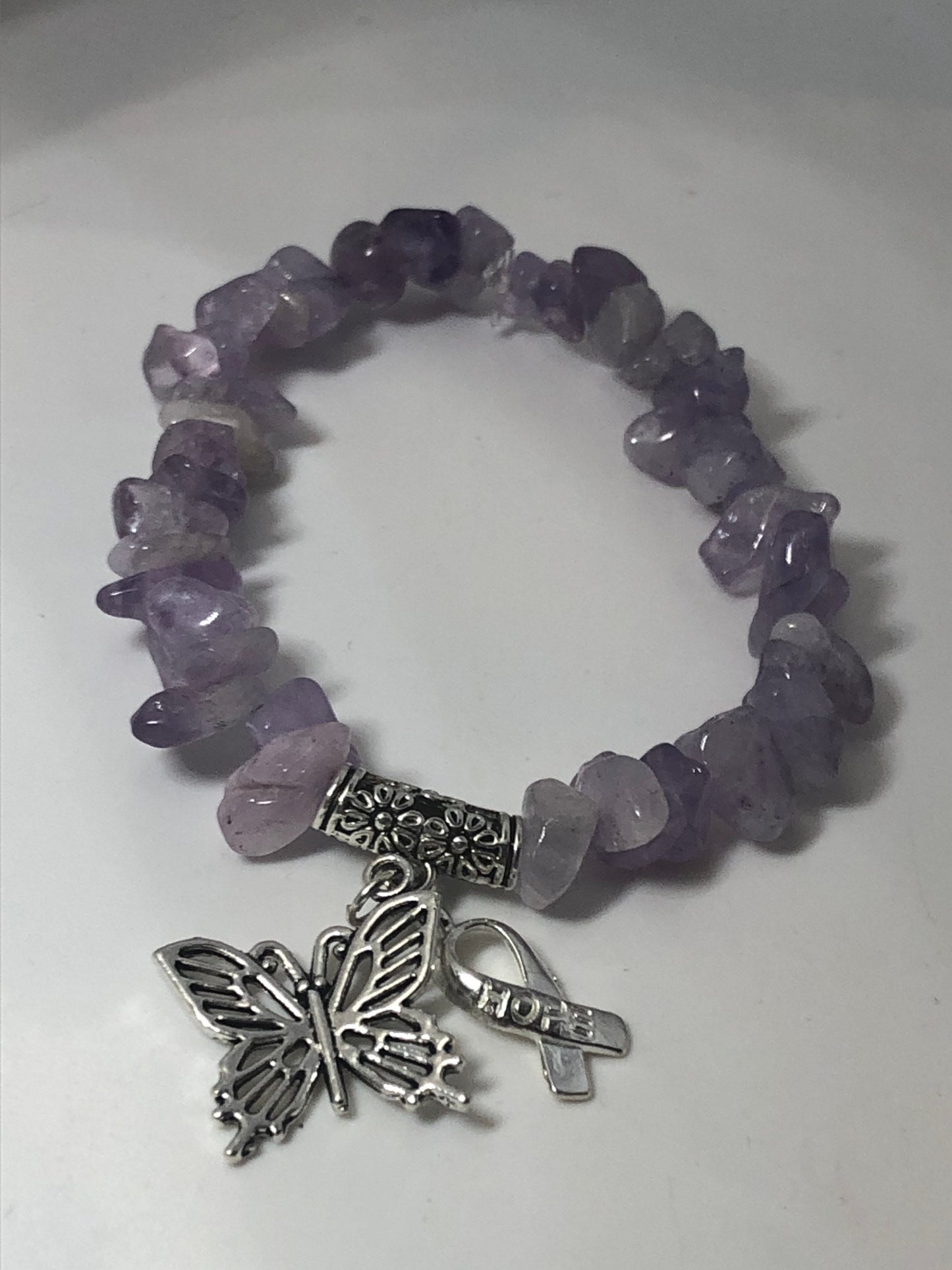 Fibromyalgia Amethyst Butterfly hope Bracelet