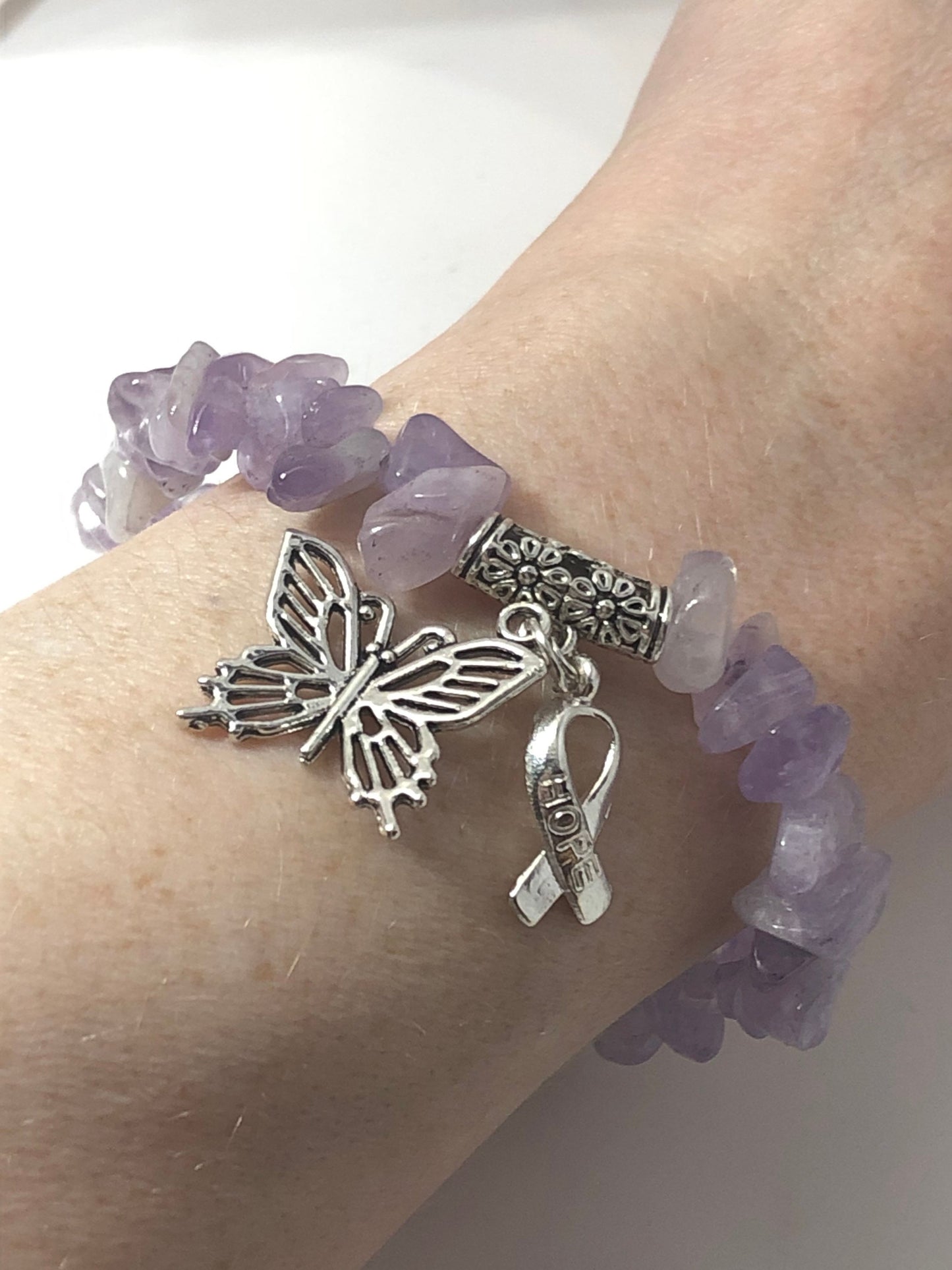Fibromyalgia Amethyst Butterfly hope Bracelet