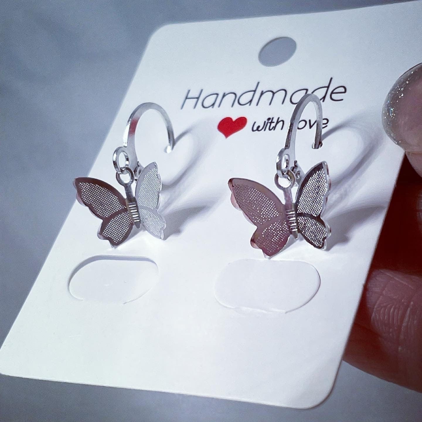Butterfly leverback small hoop earrings