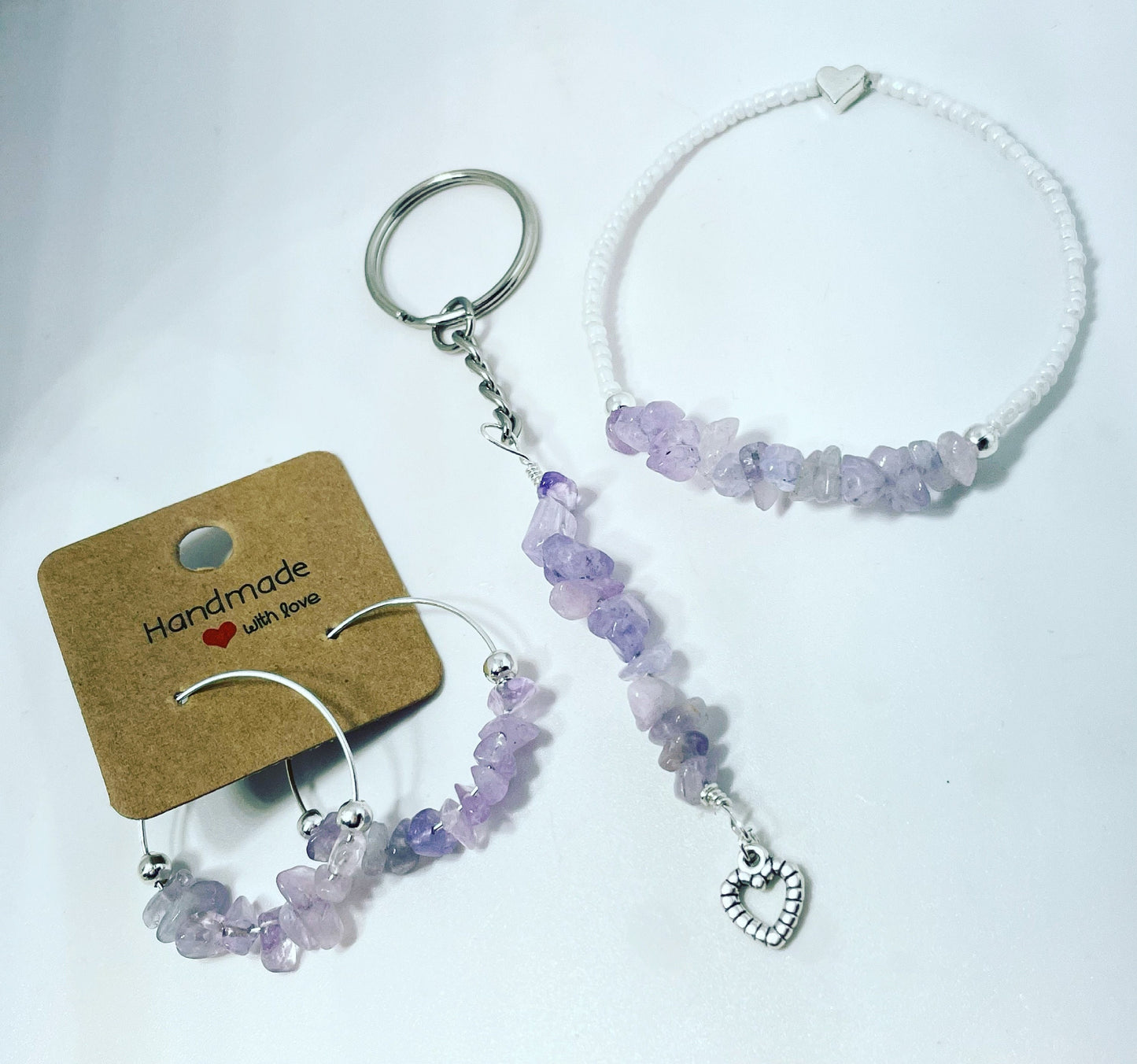 Crystal hoops, bracelet & keyring set in 20 different crystal options