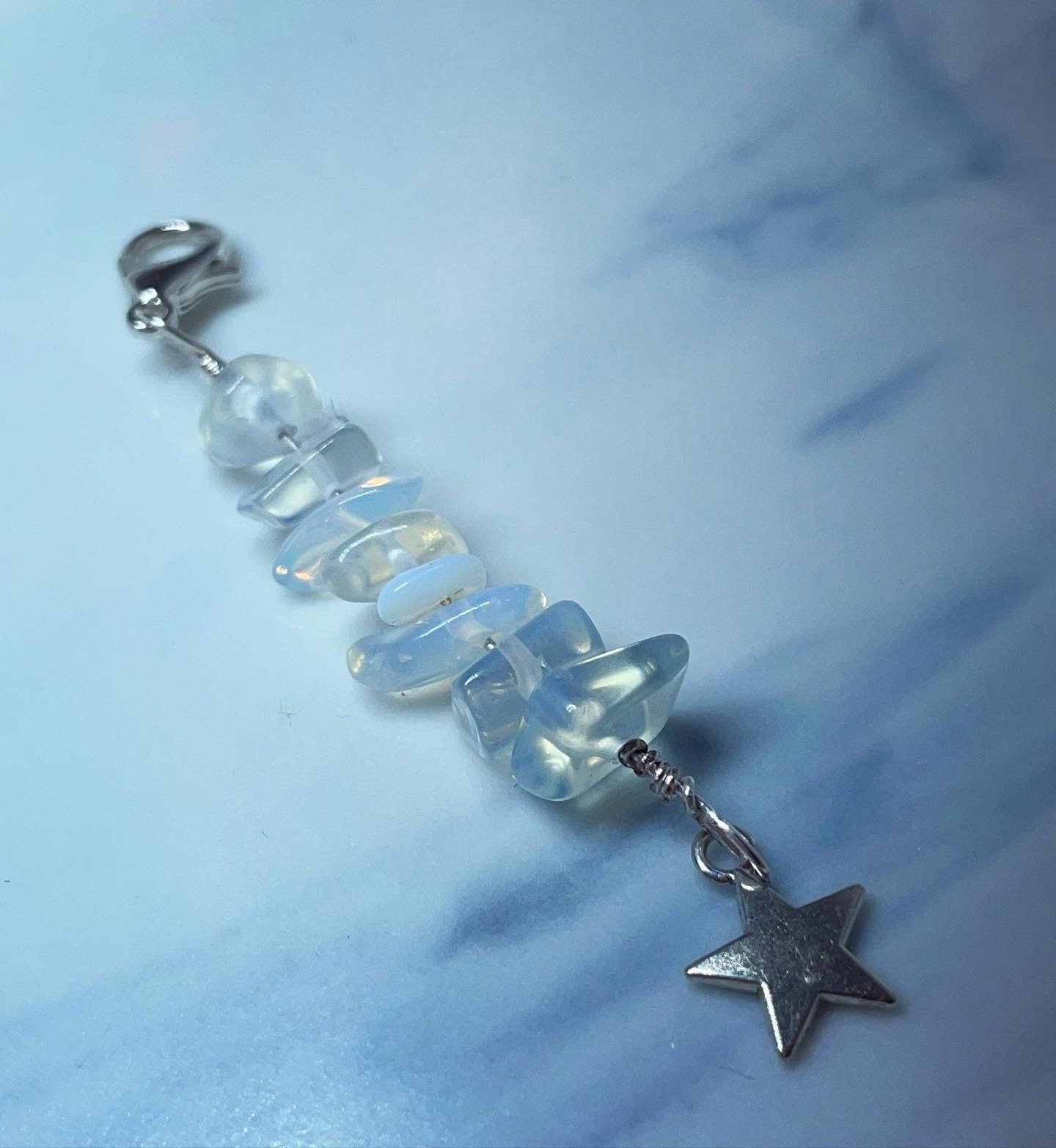 clip on gemstone bag charm/ keyring