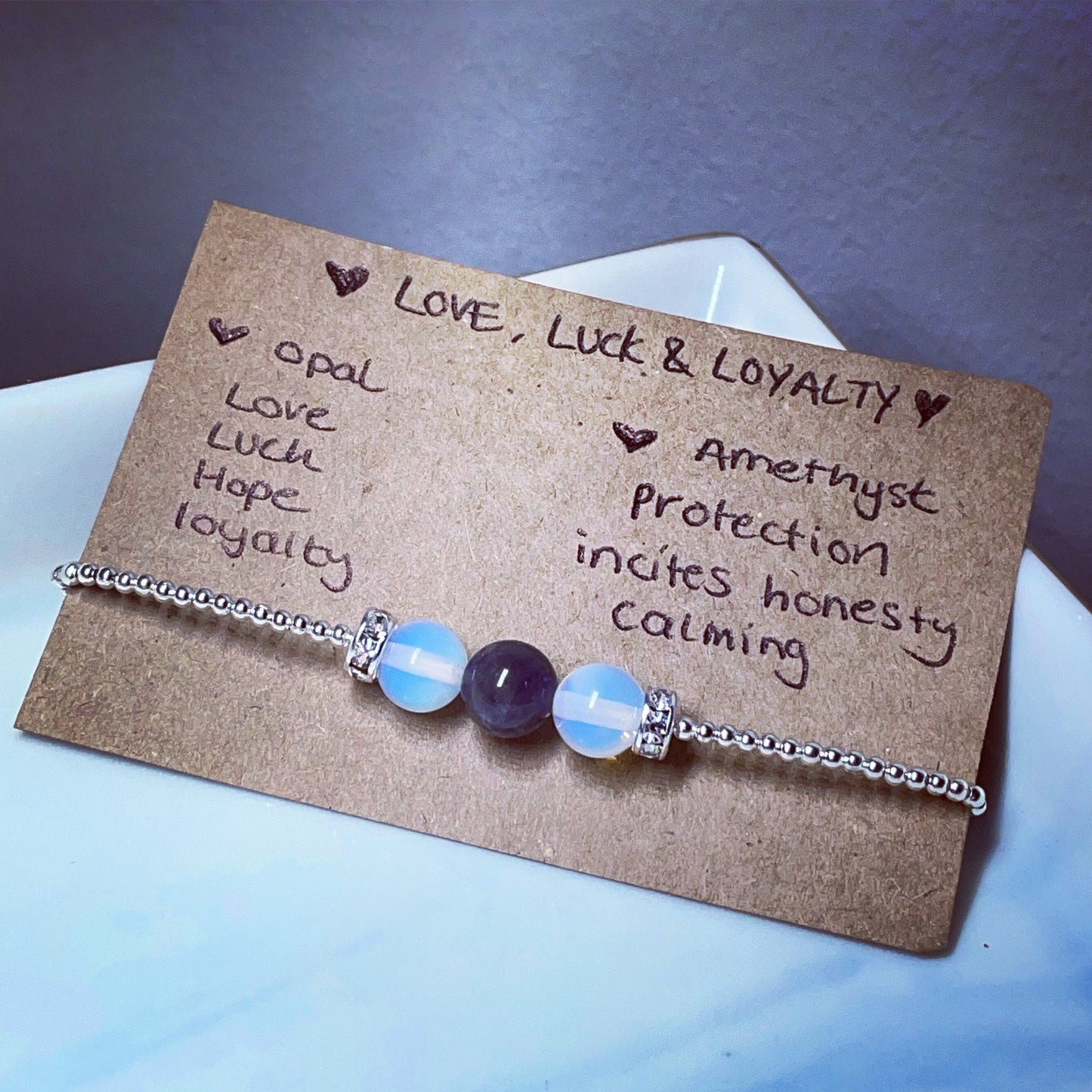 Amethyst opal love luck & loyalty