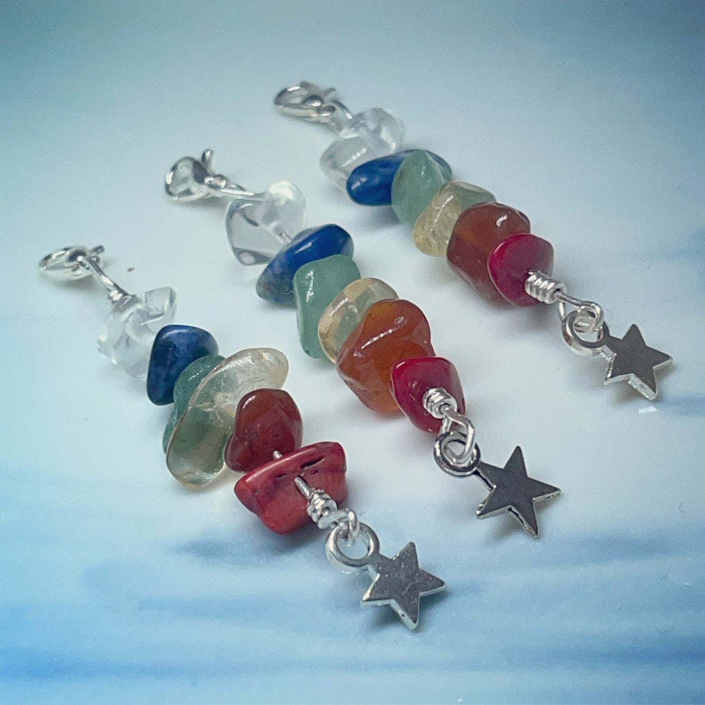 clip on gemstone bag charm/ keyring