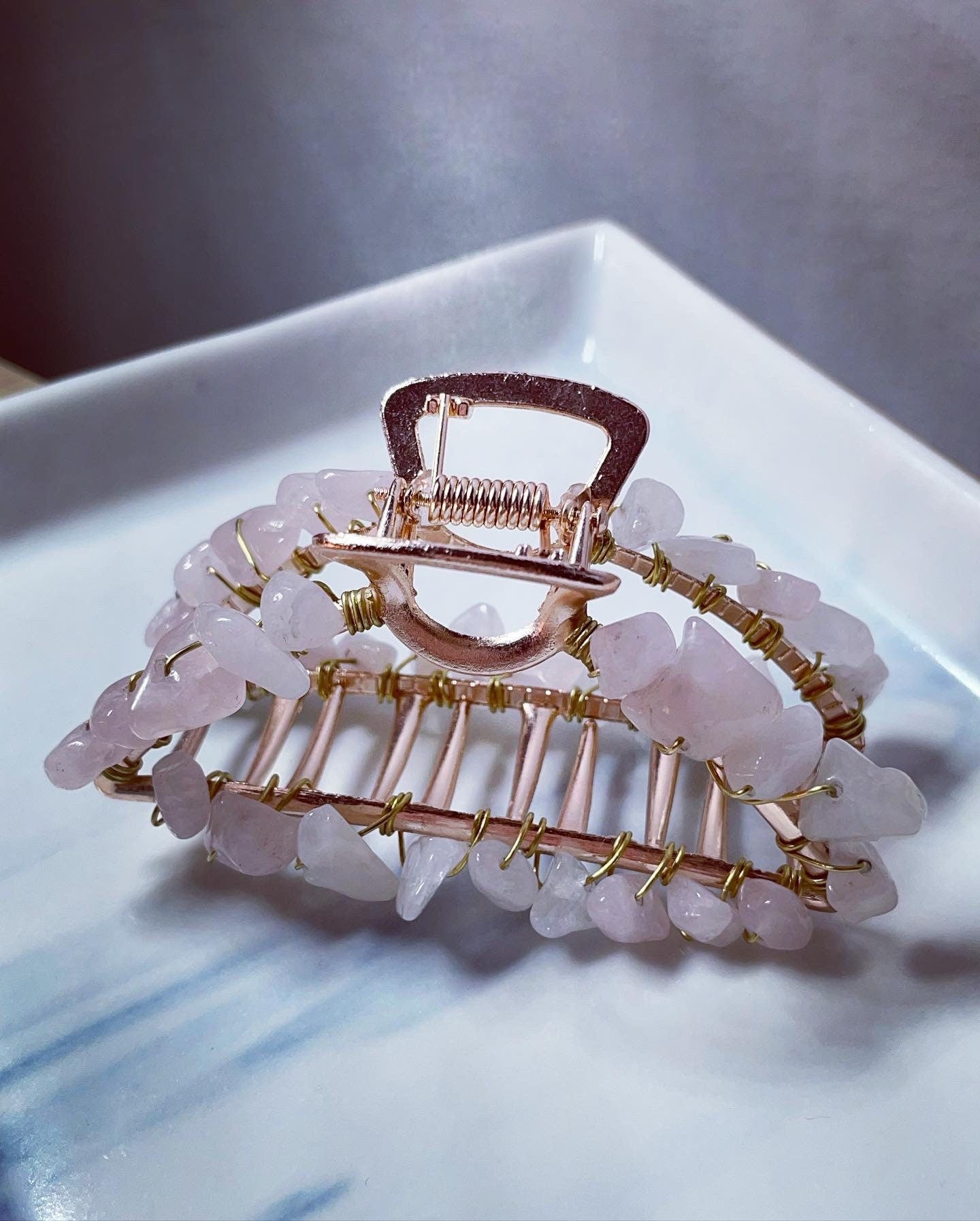 Crystal hair claw clips gold silver & grey