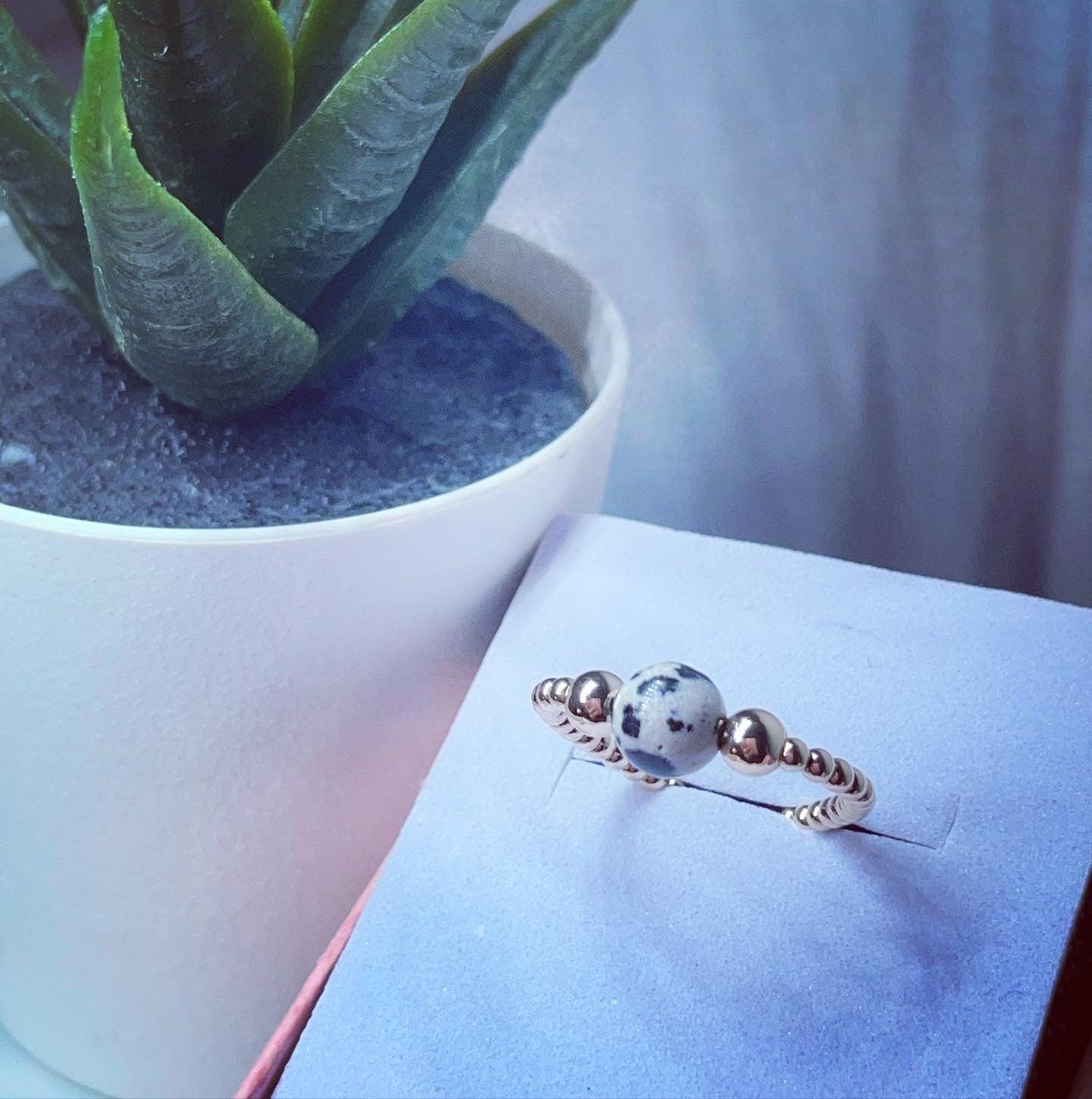14K gold filled beaded crystal ring