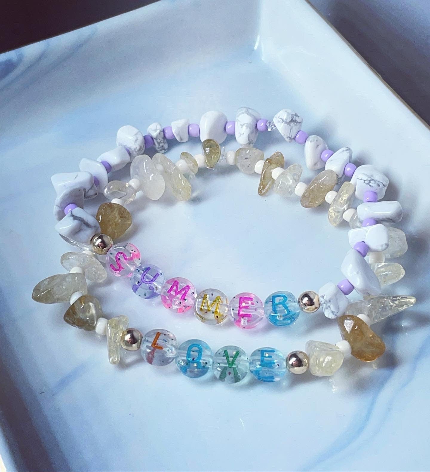 Crystal personalised bracelets citrine & howlite