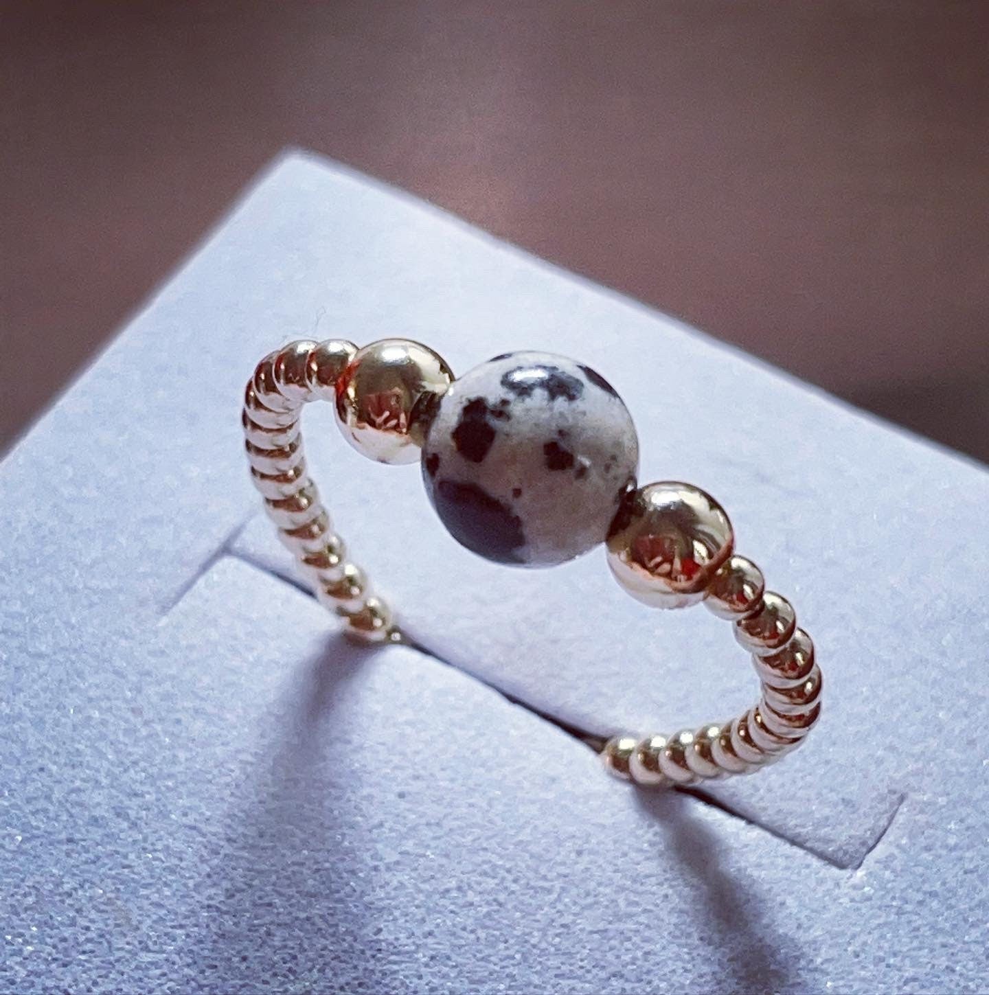 14K gold filled beaded crystal ring