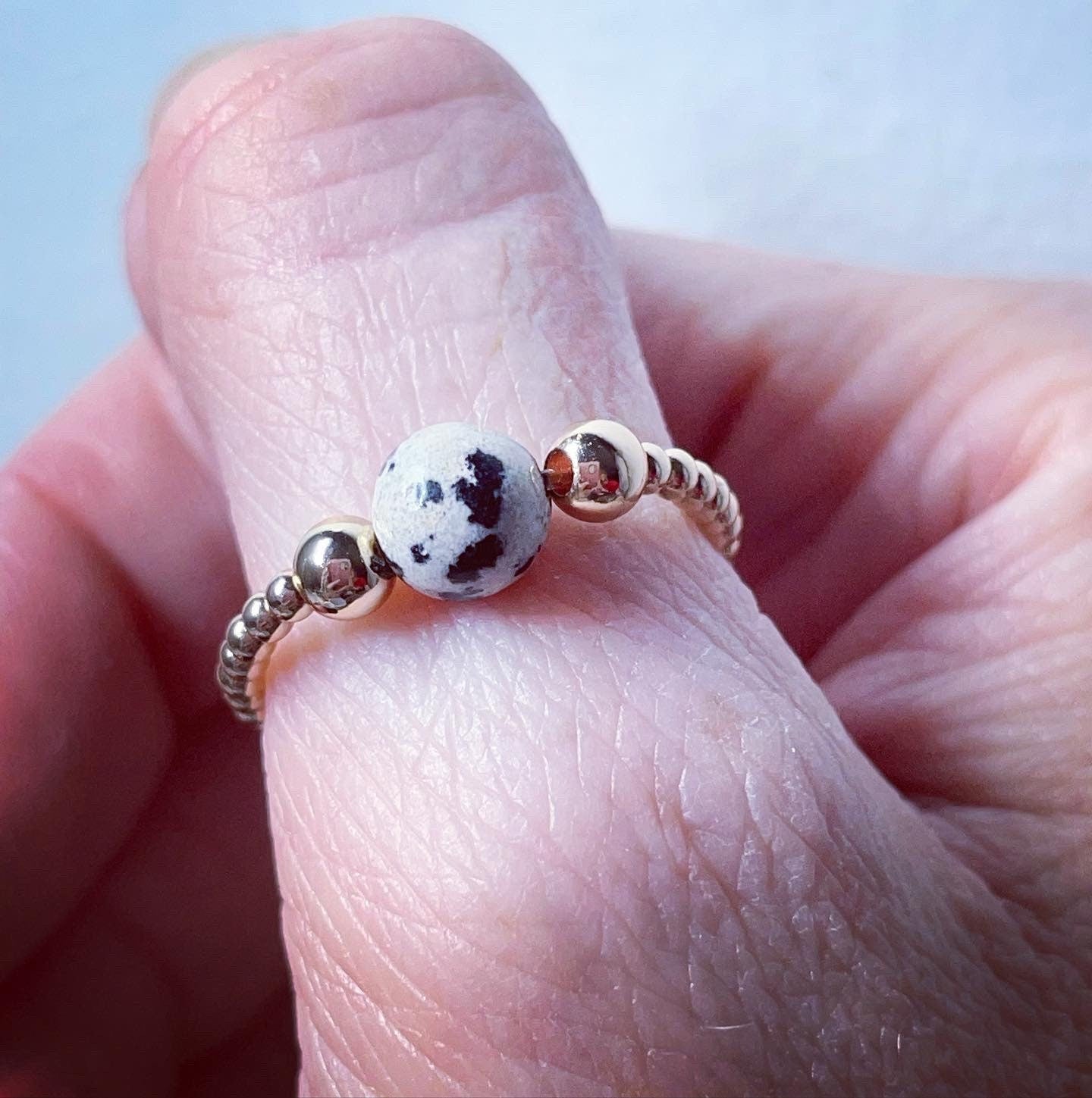 14K gold filled beaded crystal ring