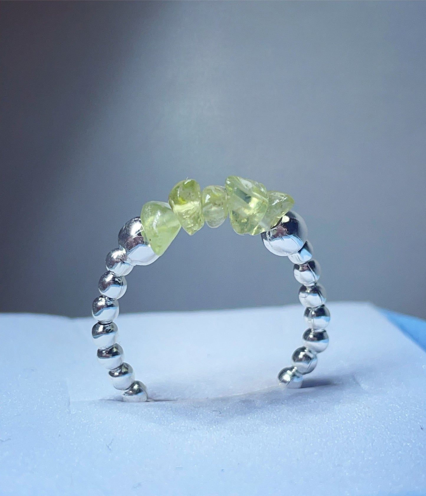 Crystal beaded chip stone rings