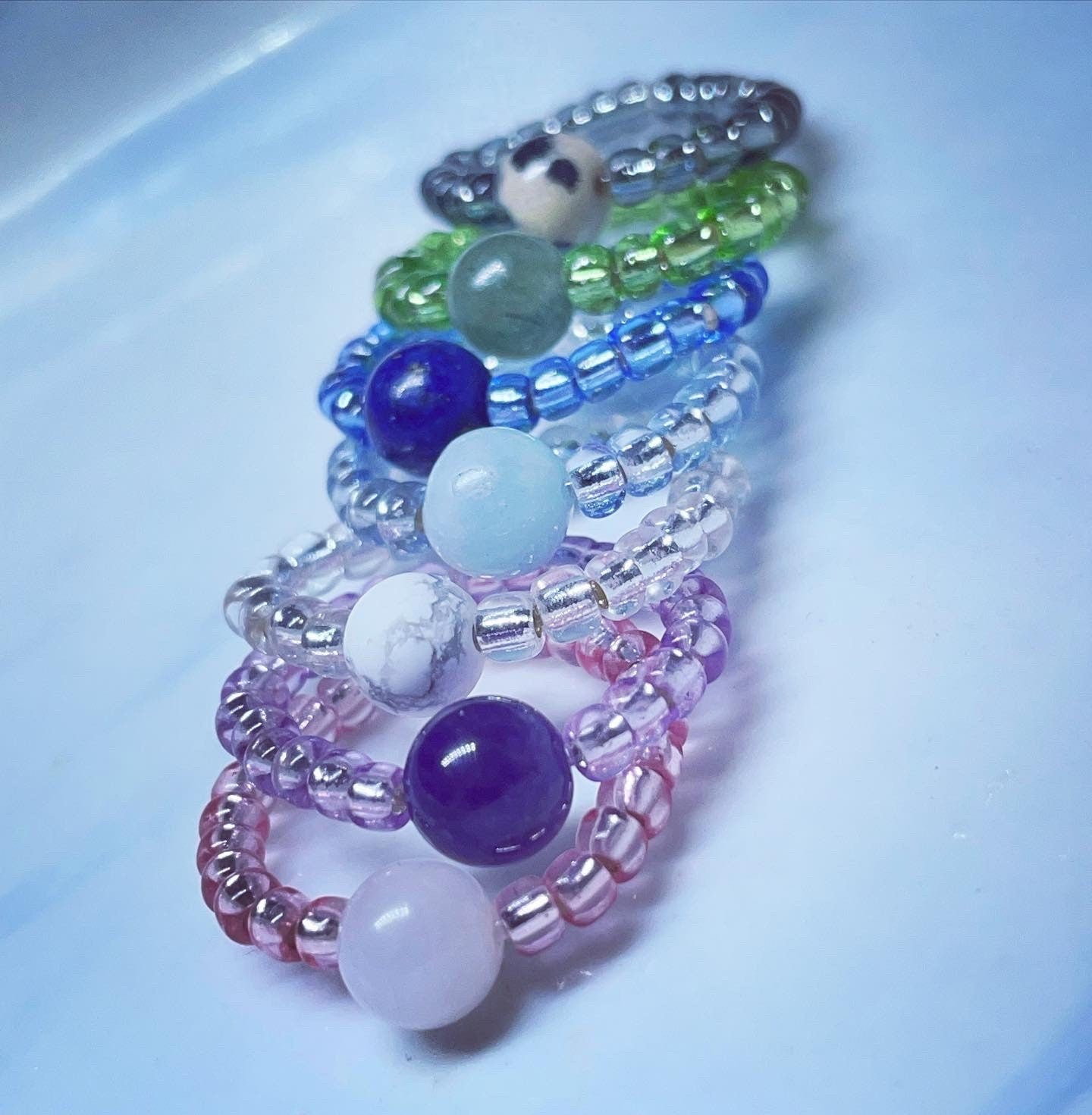 Fidget spinning anxiety relief crystal roller rings