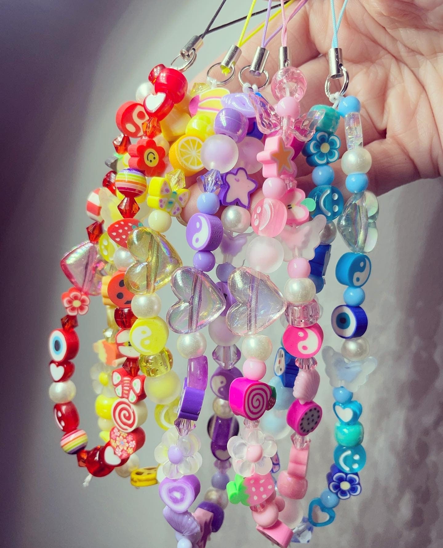 Phone strap 90s inspired mixed beads/phone accessories/mobile strap / phone charms
