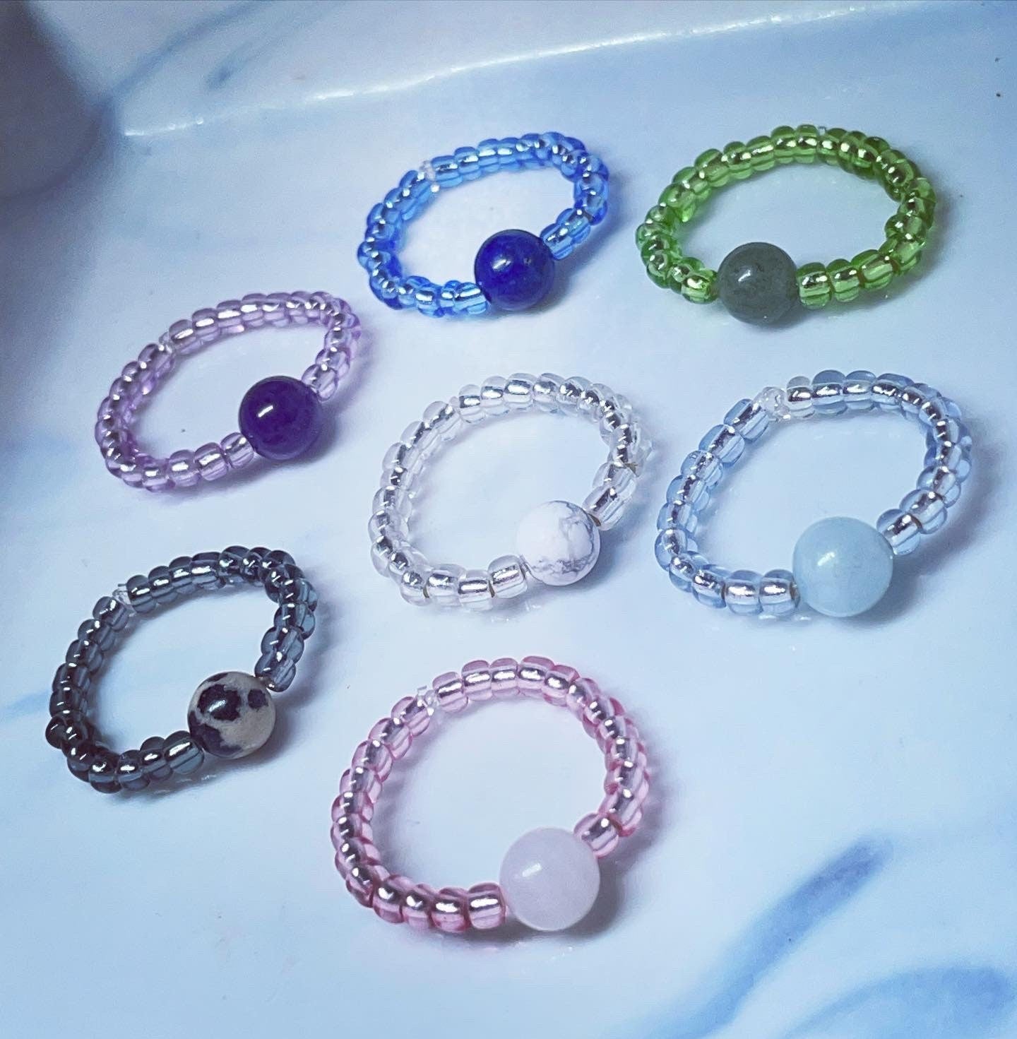 Fidget spinning anxiety relief crystal roller rings