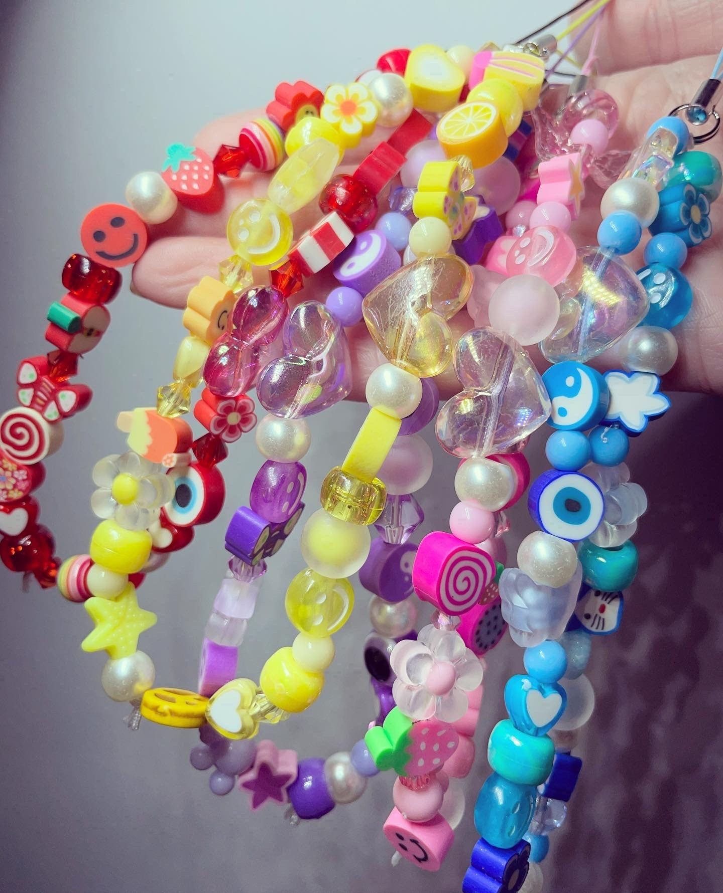 Phone strap 90s inspired mixed beads/phone accessories/mobile strap / phone charms