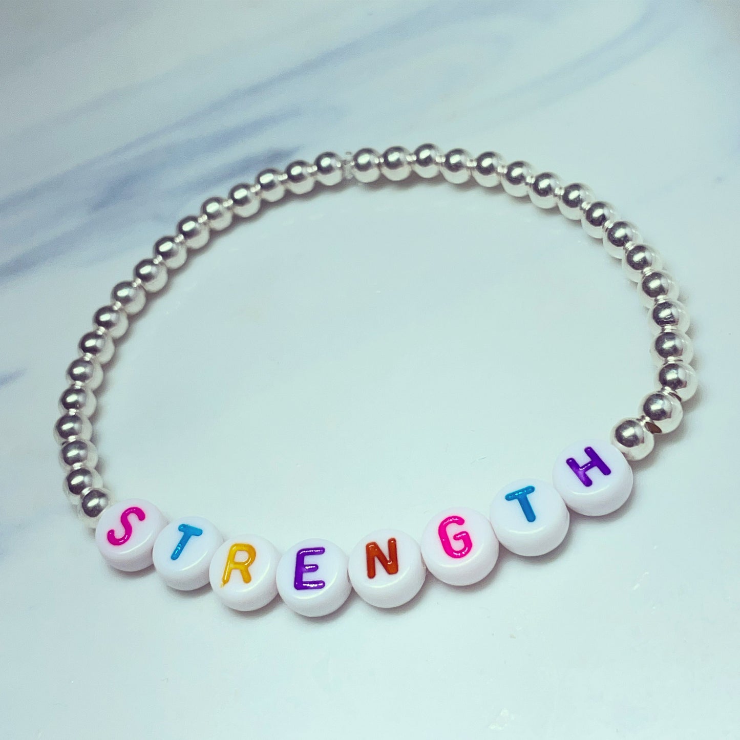 Sterling silver personalised bracelet colour letter beads