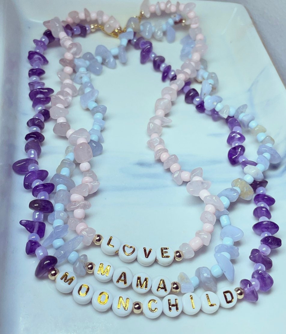 Crystal personalised necklaces, gifts for her/ personalised gifts/ beaded necklace