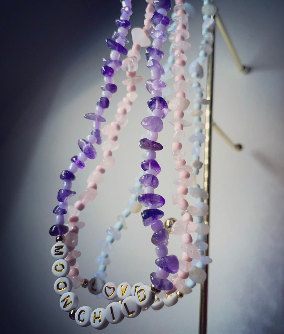 Crystal personalised necklaces, gifts for her/ personalised gifts/ beaded necklace