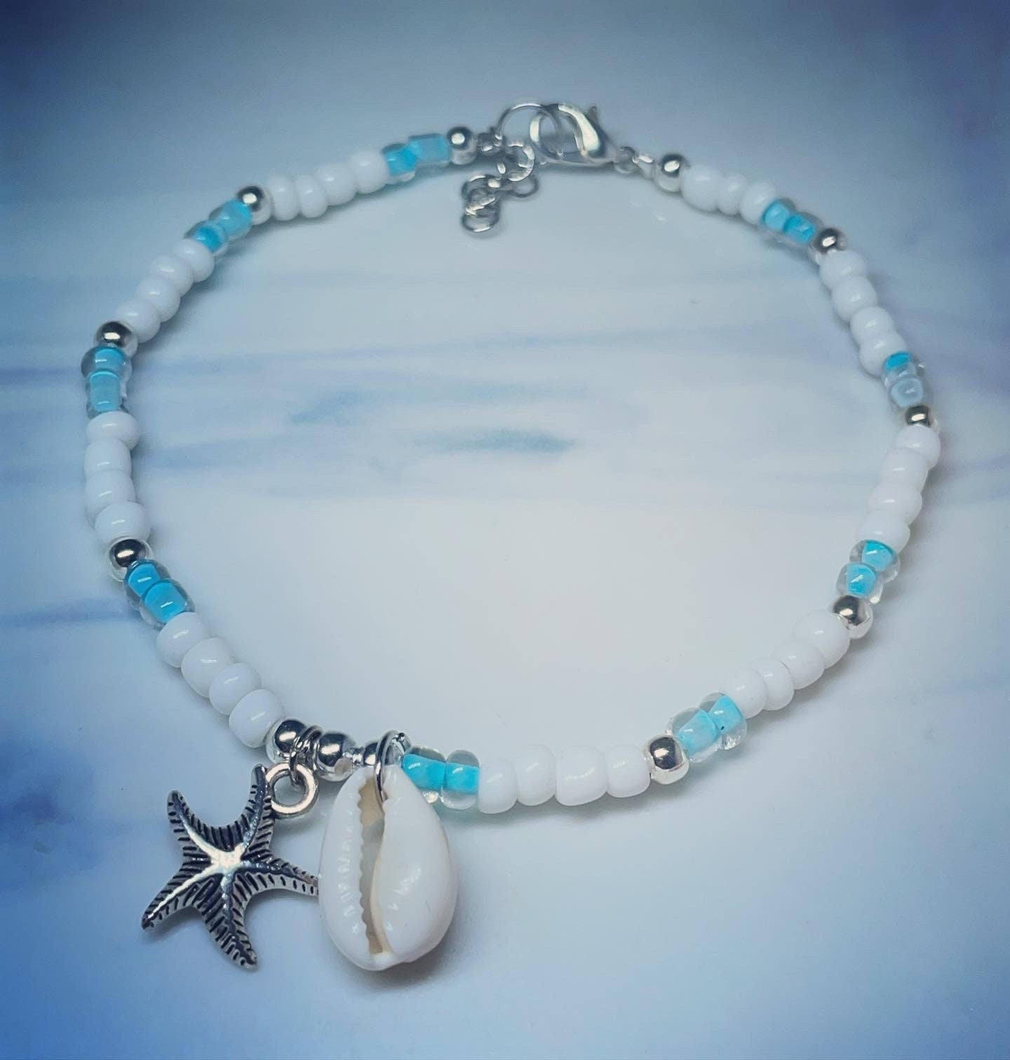 Cowrie shell starfish anklet