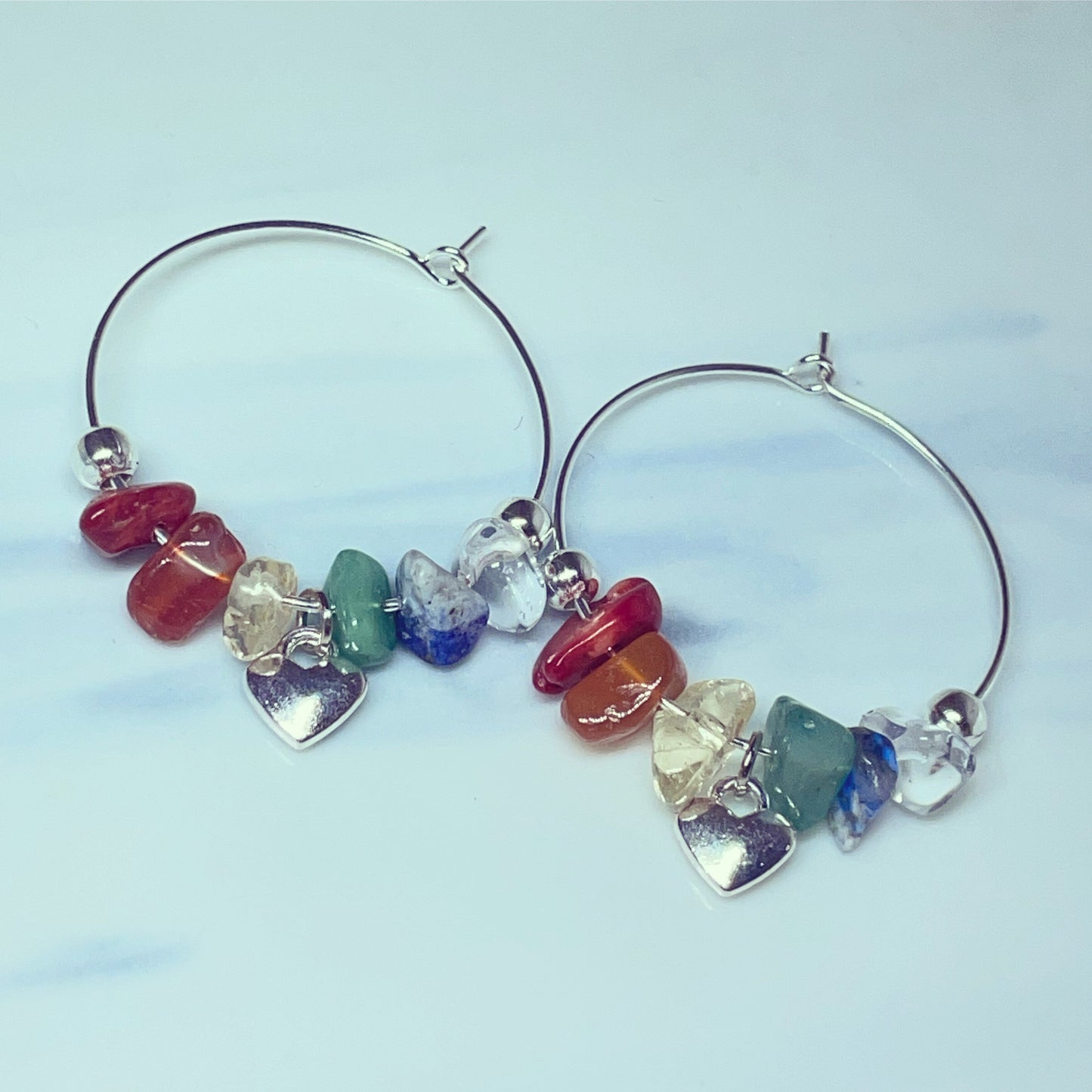 Chakra gemstone hoop earrings