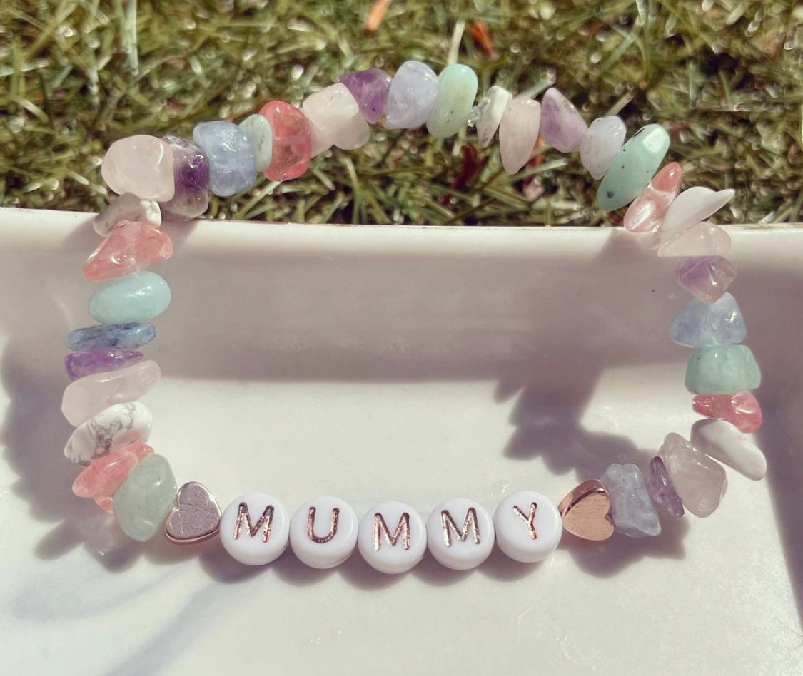 Personalised rose gold, aquamarine, amazonite, cherry Quartz, rose Quartz and amethyst crystal bracelet