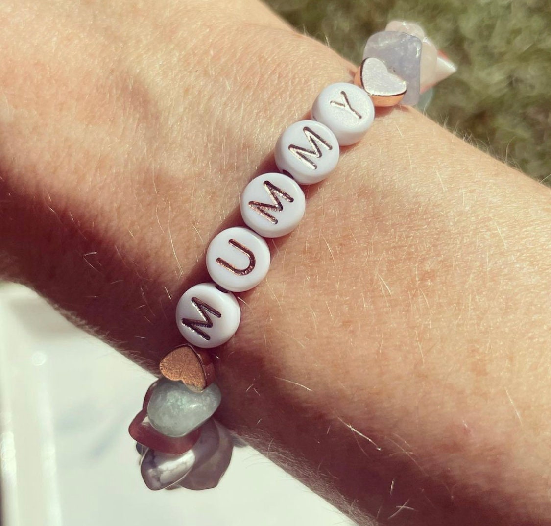 Personalised rose gold, aquamarine, amazonite, cherry Quartz, rose Quartz and amethyst crystal bracelet