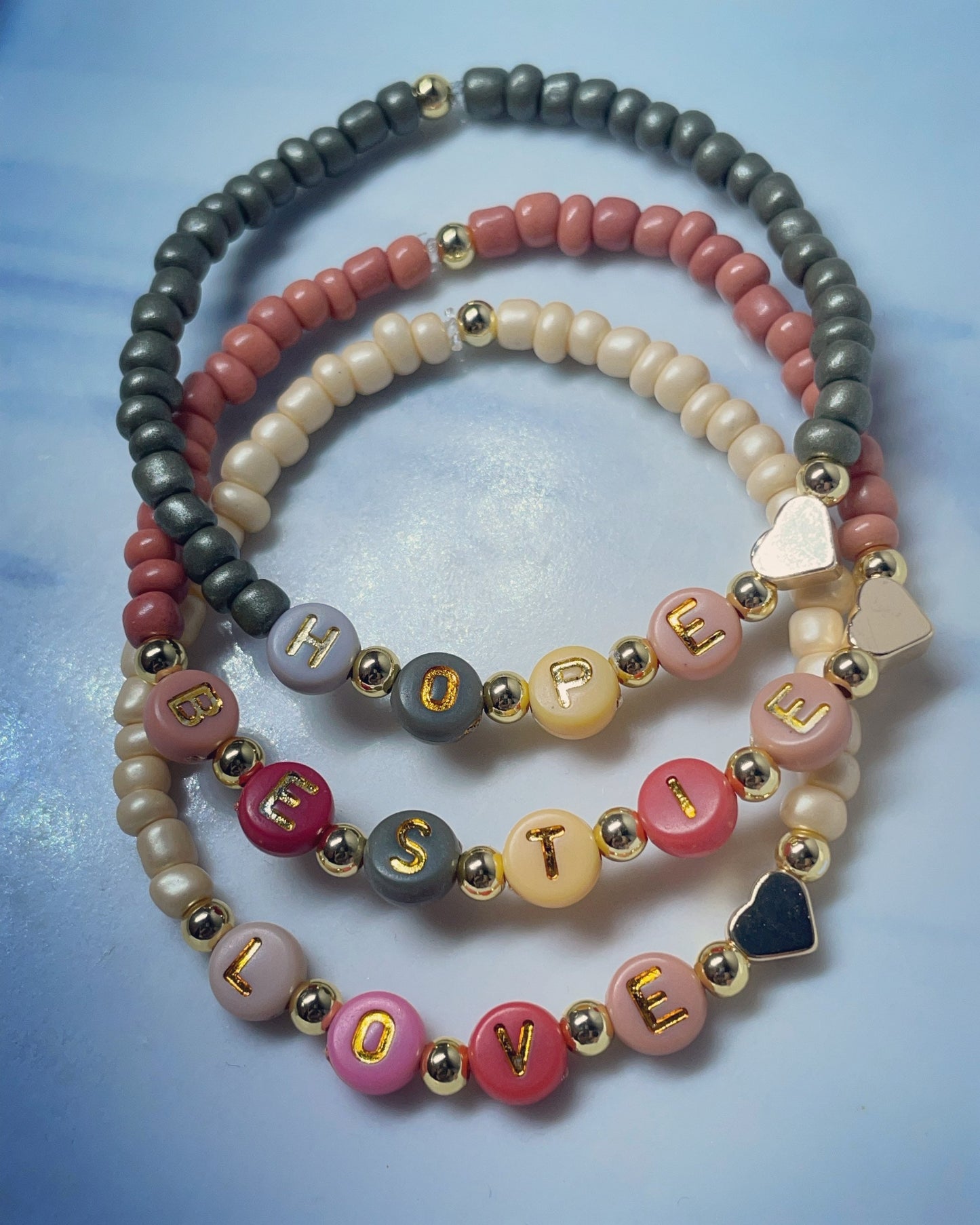 Personalised terracotta, khaki, soft beige bracelets 18k gold plated/ gifts for her/ personalised bracelets/ personalised gift