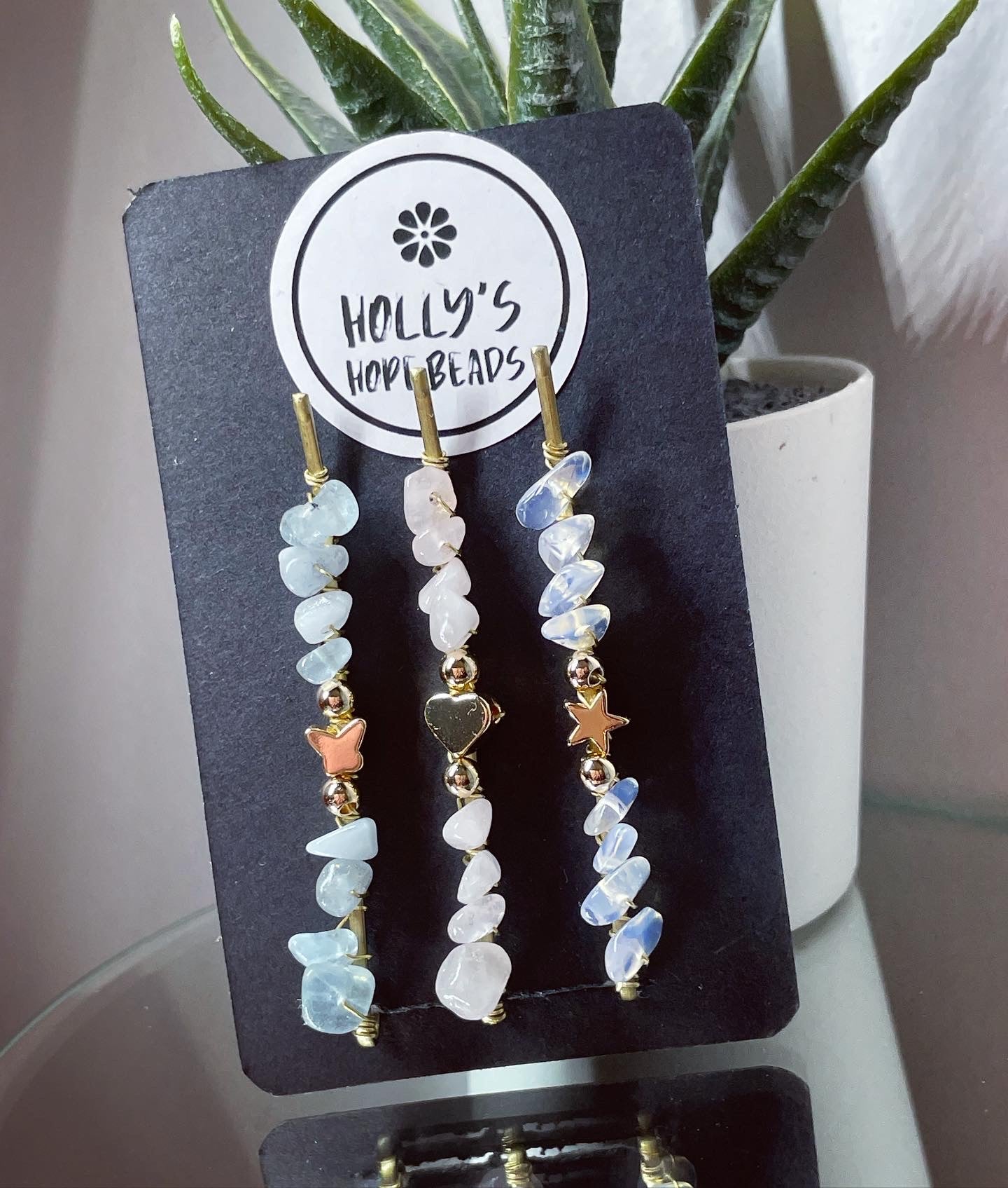 Crystal Bobby pins | aquamarine | rose Quartz | opal crystal hair accessories | gifts for women