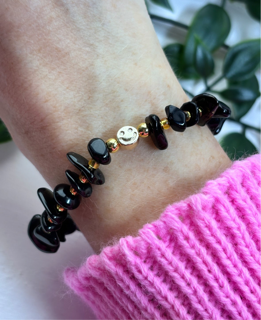 Triple protection - black onyx, black obsidian, tourmaline | protection crystal healing bracelet