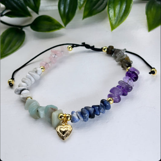 Anxiety/ stress relief adjustable crystal anklet