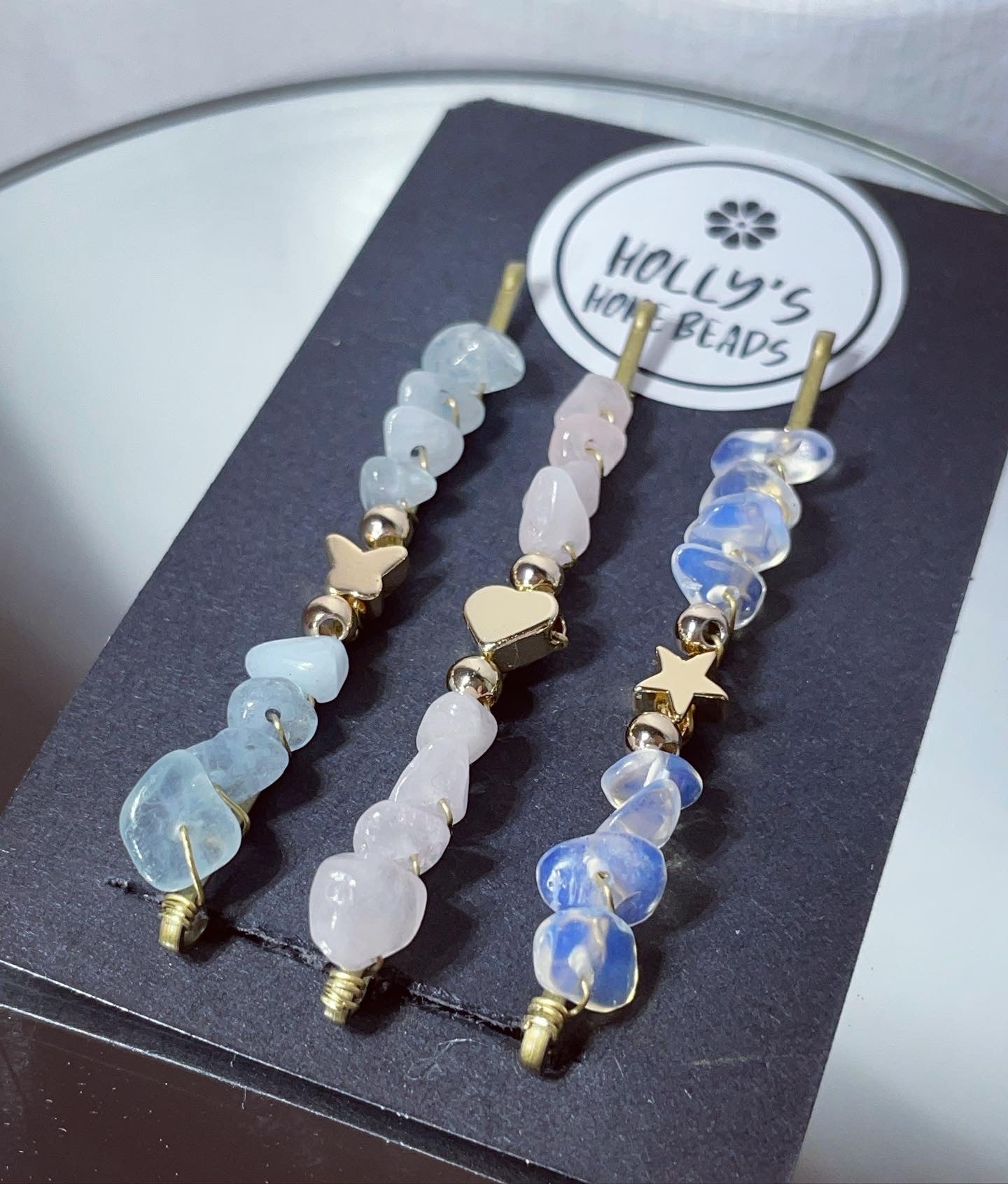 Crystal Bobby pins | aquamarine | rose Quartz | opal crystal hair accessories | gifts for women